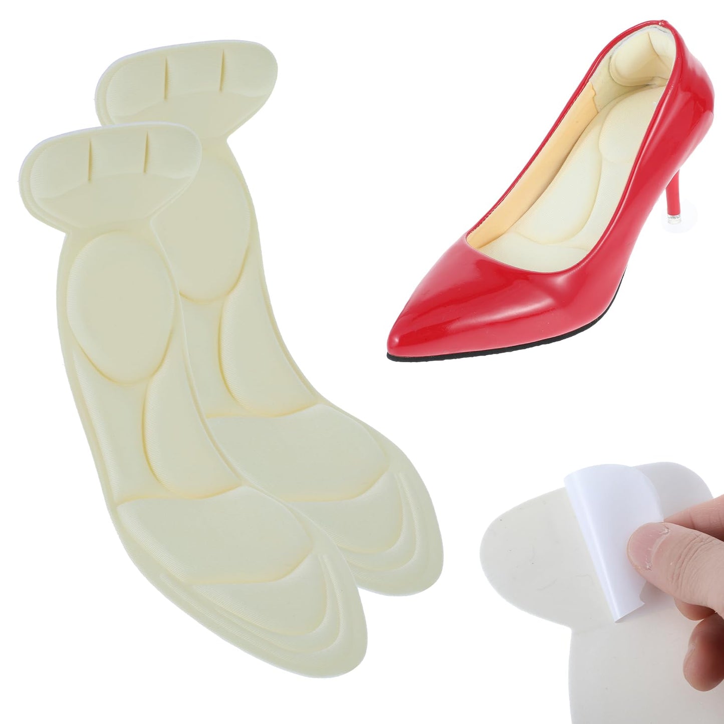 HJZHII Shoe Insoles for Women, Insoles for Too Big Shoes, High Heels, Self Adhesive Insoles for Women, Heel Protection Insoles, Stiletto Pads, Anti-Slip