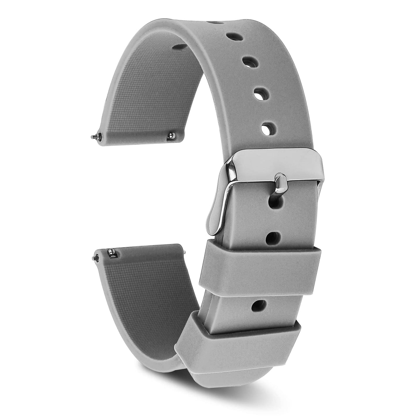 cobee Silicone Watch Bands, Quick Release Waterproof Soft Rubber Replacement Straps with Stainless Steel Silver Buckle Smart Watch Straps Sport Watchbands Wrist Straps for Men Women(22mm-Light Gray)