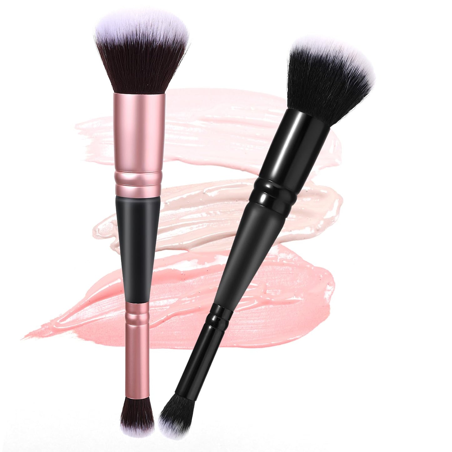 TIESOME 2PCS Double Ended Makeup Brushes, Foundation Makeup Brush Flawless Powder Brush Concealer Cream Cosmetics Blush brush for Blending Liquid Highlight Contouring Sculpting Buffing Cream Cosmetics