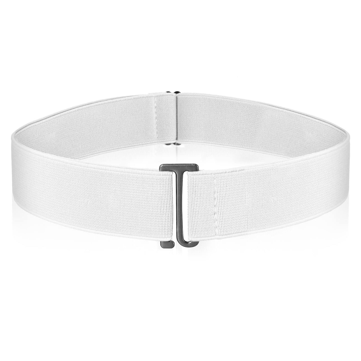 cobee Women Invisible Belts, Women Stretch Belt Adjustable Elastic Belt with Flat Buckle No Show Waist Belts for Jeans Pants Dresses (White)