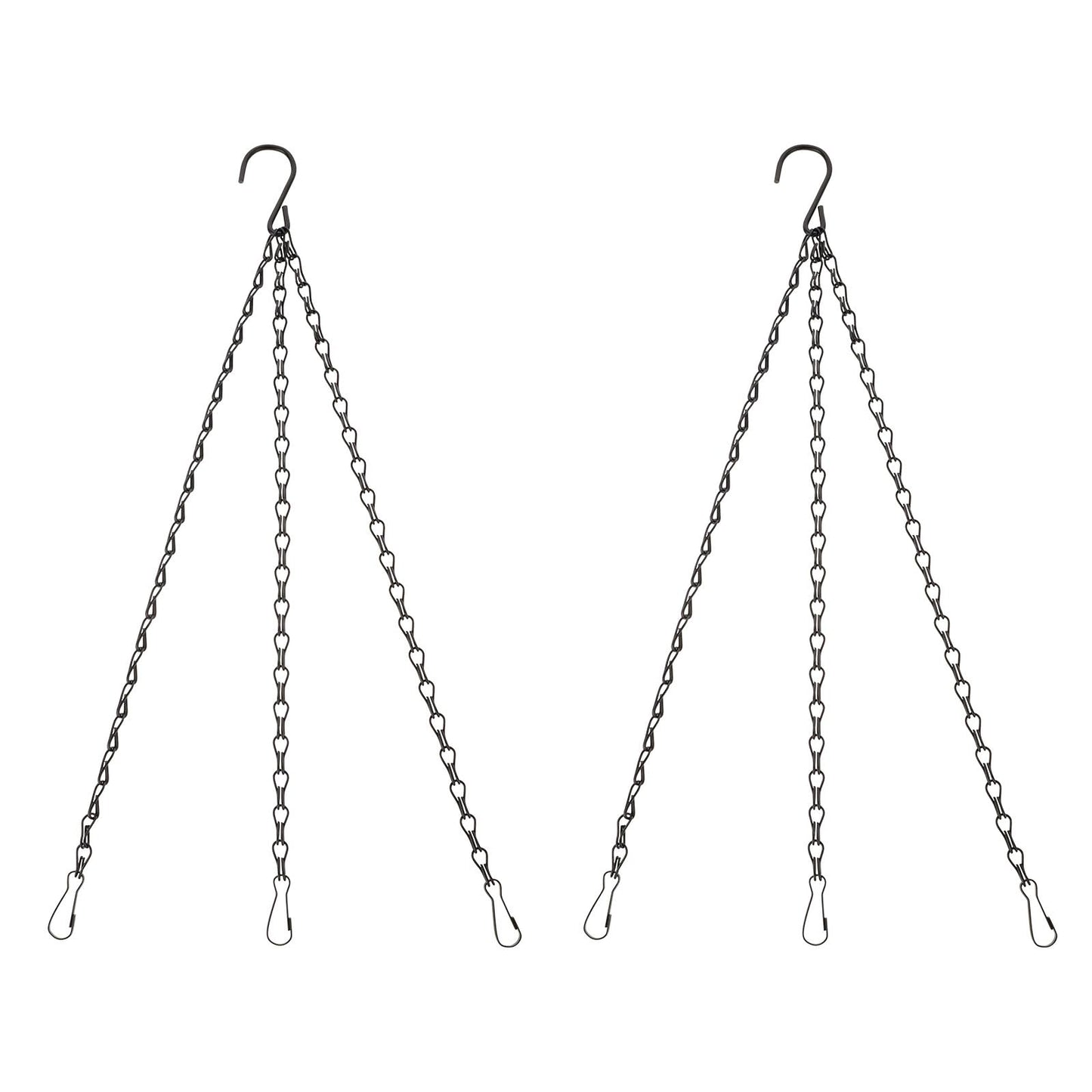 Giantree 2PCS 15.9 Inch Hanging Basket Chains, 3 Point Hanging Plant Chains with Hooks, Flower Pot Hanger Black Plant Stands for Hanging for Bird Feeders Flower Pots Lanterns Wind Chimes Ornaments