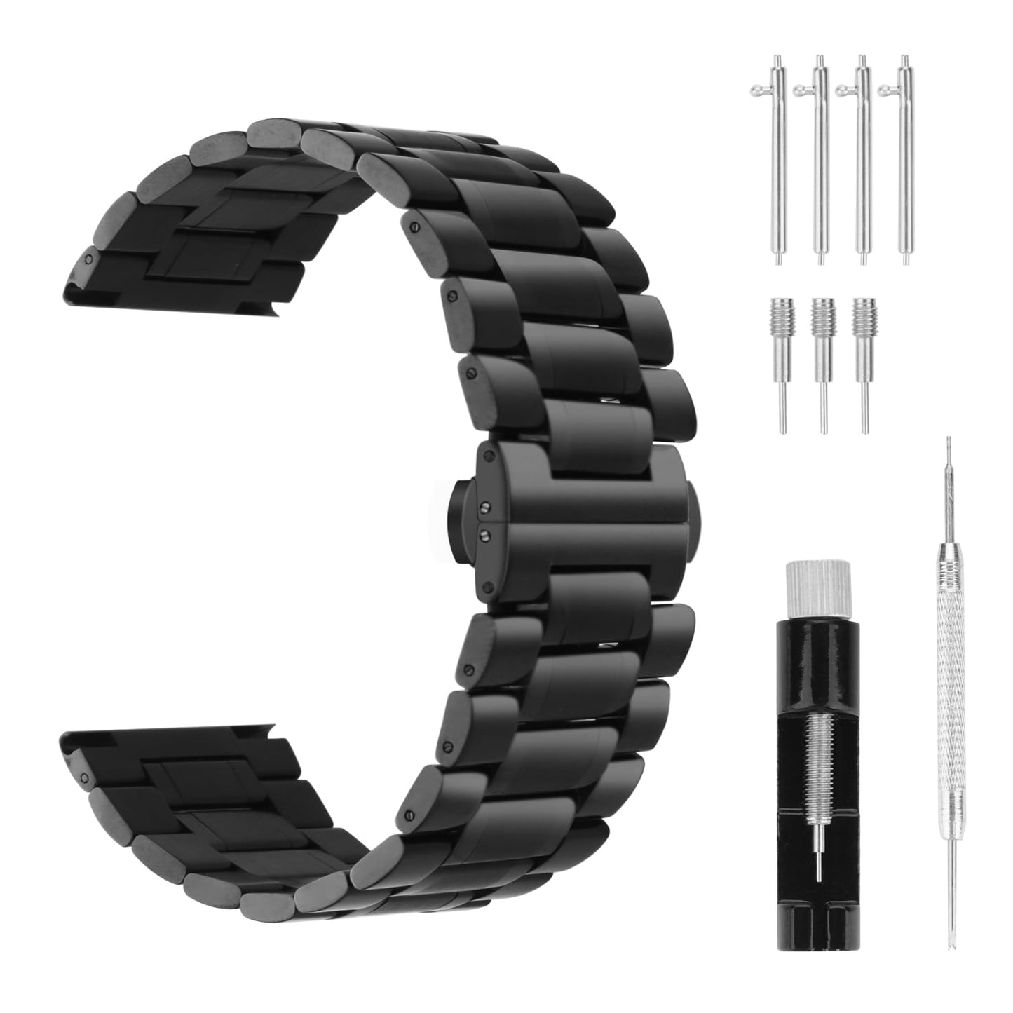 cobee Thick Stainless Steel Watch Bands, 20mm 22mm Watch Wrist Straps Quick Release Replacement Metal Strap Butterfly Buckle Bracelet Strap Replacement Metal Watch Bracelet Deployment Clasp (20mm)