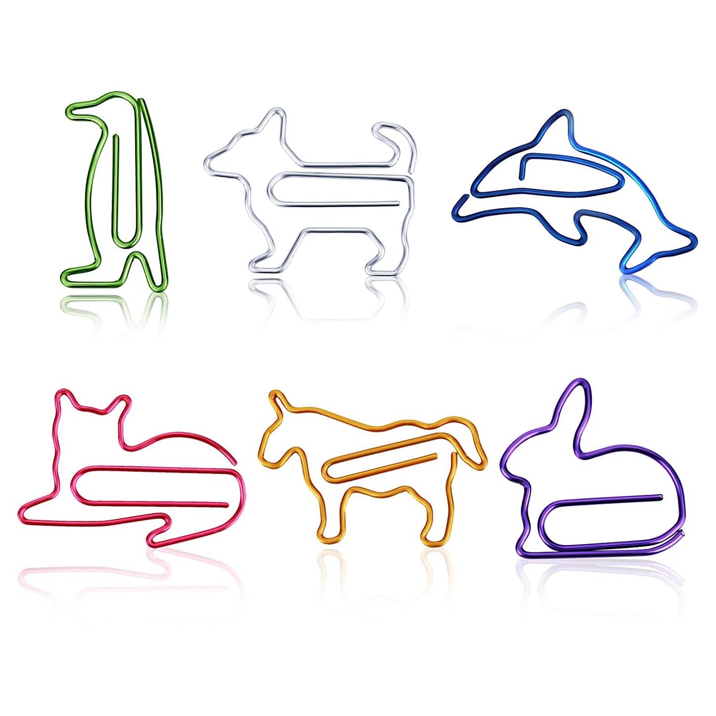 TIESOME 30Pcs Metal Paper Clips, Animal Shape Paper Clips Heart Airplane and Five‑Pointed Star Shape Paper Clips Novelty Shapes Paper Memo Clips Bookmark for Home Office School (Style A)
