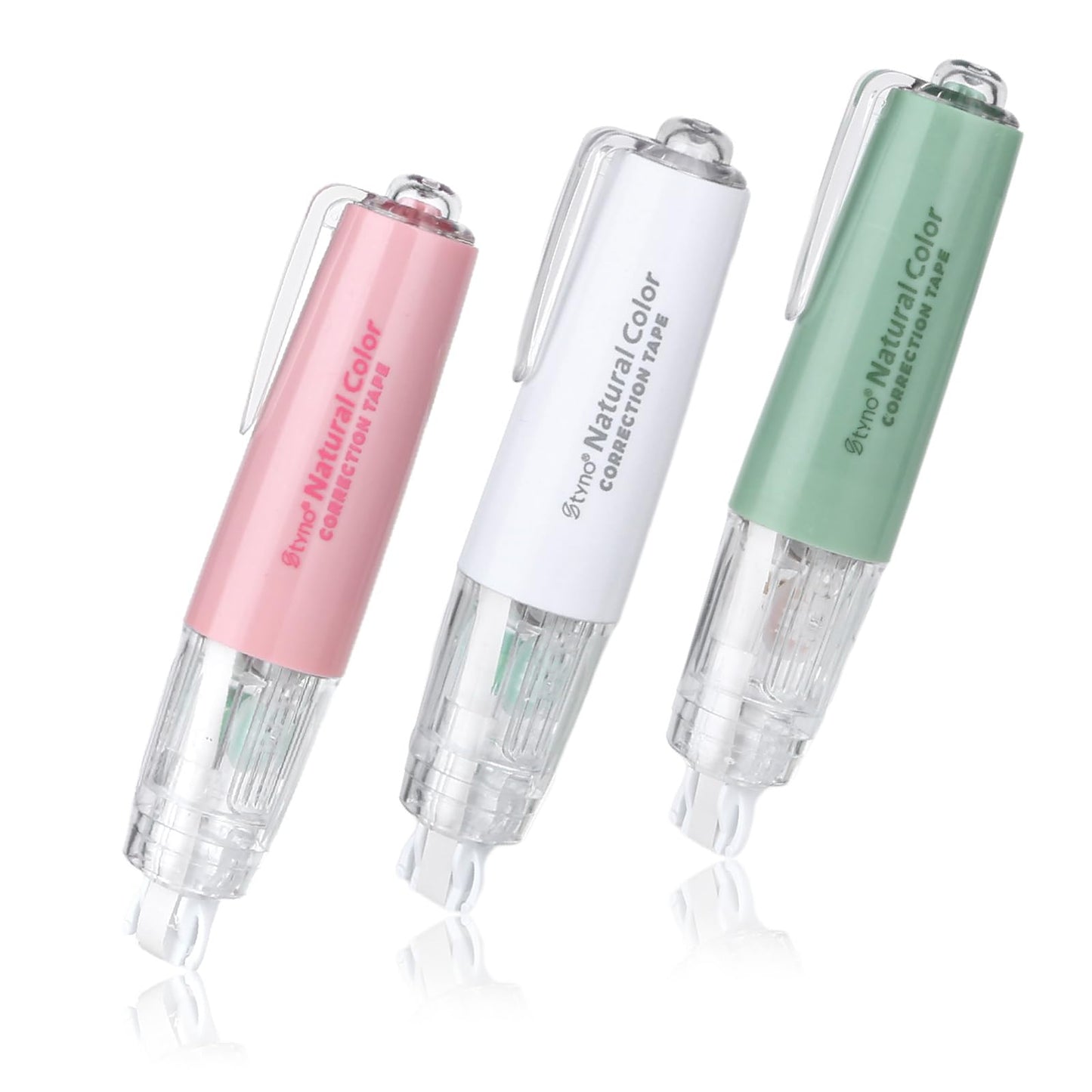 simarro 3Pcs Refillable Retractable White Out Correction Tape, Aesthetic White Out Tape Pen Shaped White Out Correction Tape Kawaii White Out Applicator for School Home Office Supplies