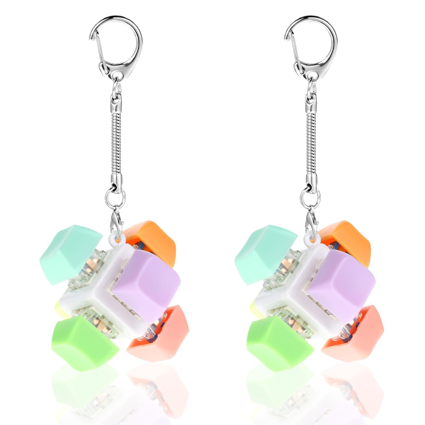 Yuanchu Fidget Keyboard, 2pcs Fidget Keyboard, Fidget Clicker Toy in 6 Colors, Mechanical Switch, Stress Reduction, Funny Keychain for Men and