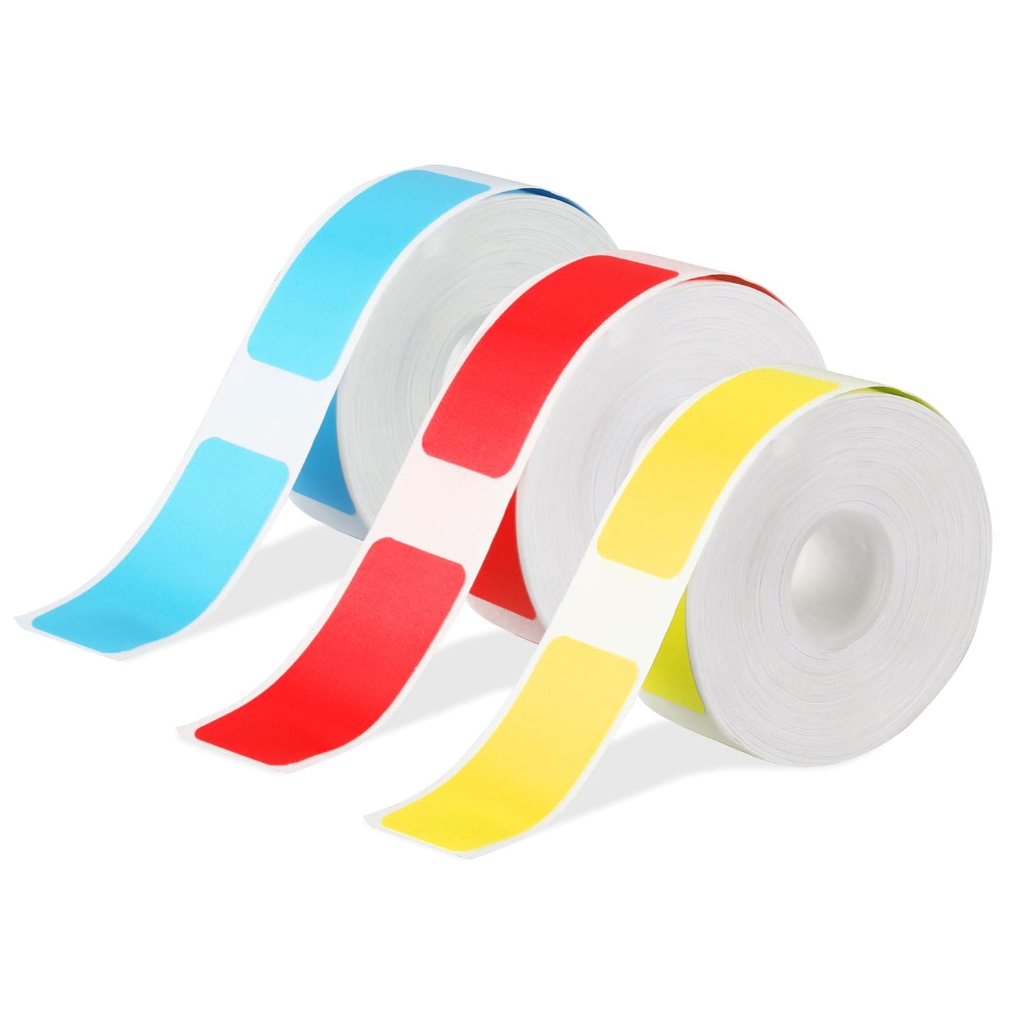Giantree 3 Rolls Label Maker Tape, 15 x 30mm Thermal Label Printing Paper Self-Adhesive Label Tape Portable D30 Label Printer Tapes for Office School Home(Red+Yellow+Light blue)