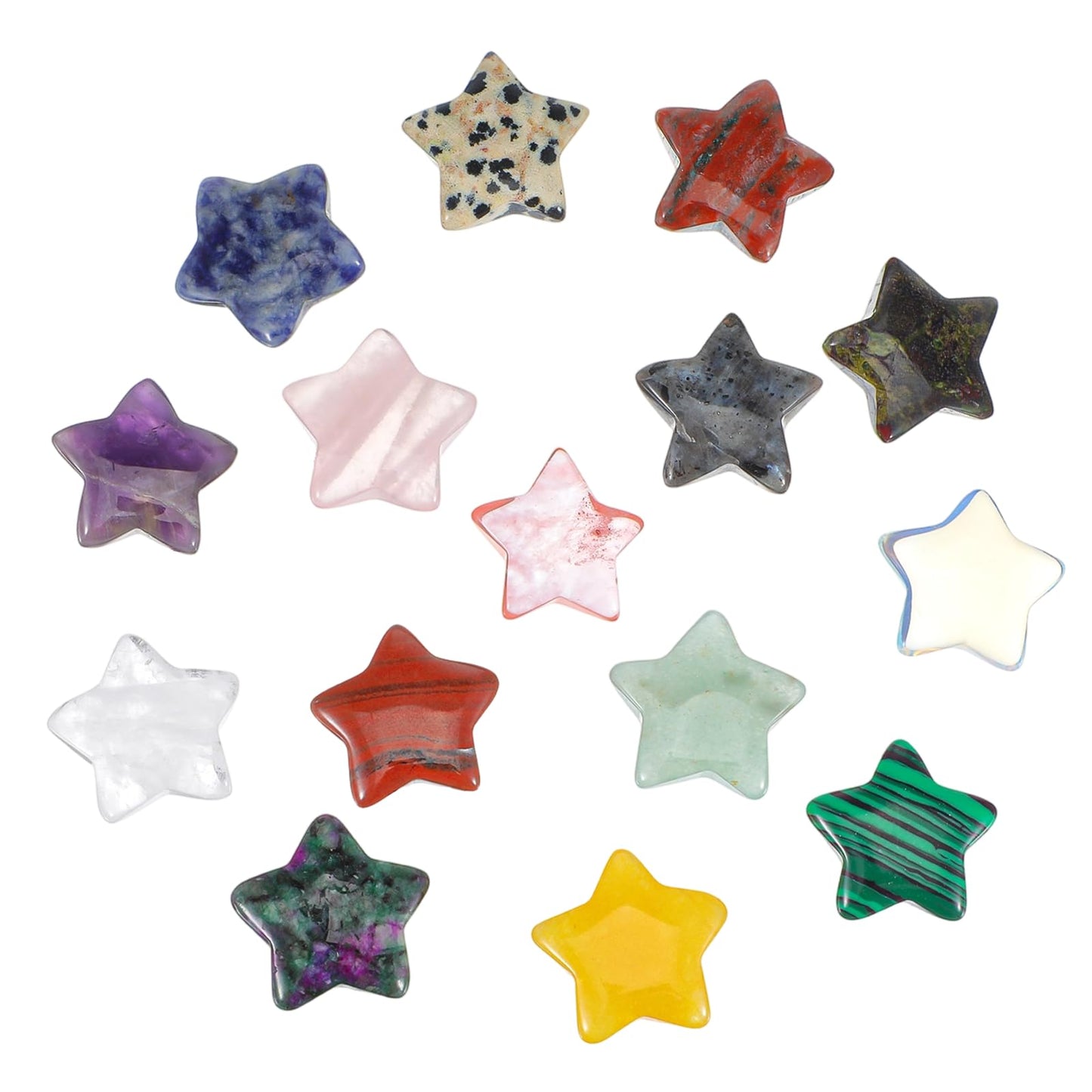 WJIAAA Star Gemstones, Pack of 15 Crystals, Natural Crystal Gemstone Pendants, Ideal Gifts, Meditation and Decoration for DIY Jewellery, Necklace, Making Crafts