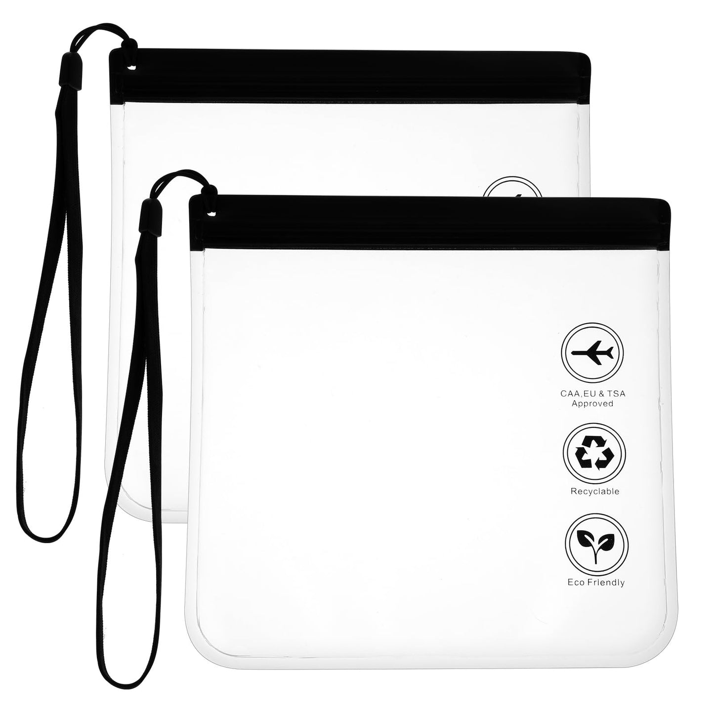 Amabro 2pcs Clear Travel Toiletry Bag - TSA Approved, Leak-Proof Airport Security Liquids Bags 20 x 20cm Toiletry Bag with Hanging Rope Portable Travel Accessories Holiday Essentials Makeup Bags