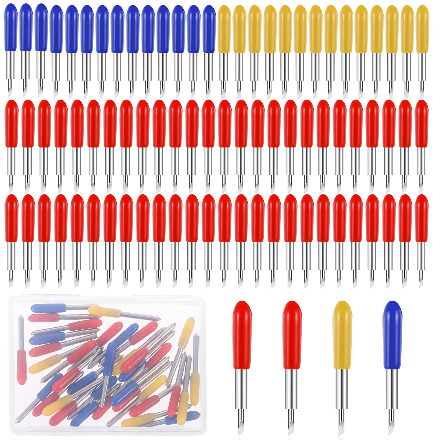 cobee 60 Pcs Replacement Blades, Blades Including 15 Pcs 30° Fine Point Blades 30 Pcs 45° Standard Blades 15 Pcs 60° Deep Point Blades with A Storage Box(60)