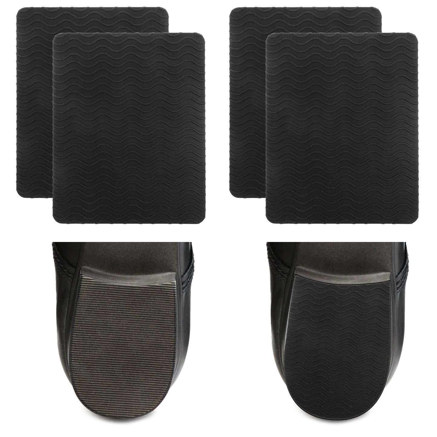 cobee 4 Pcs Shoe Heel Repair, Rubber Heel Protector Kit for Boots, Adhesive Stickers Anti-Skid Insoles Replacement Tool for Repairing Leather Shoes, Sneakers, Shoe Bottom Protector(10 * 8cm)