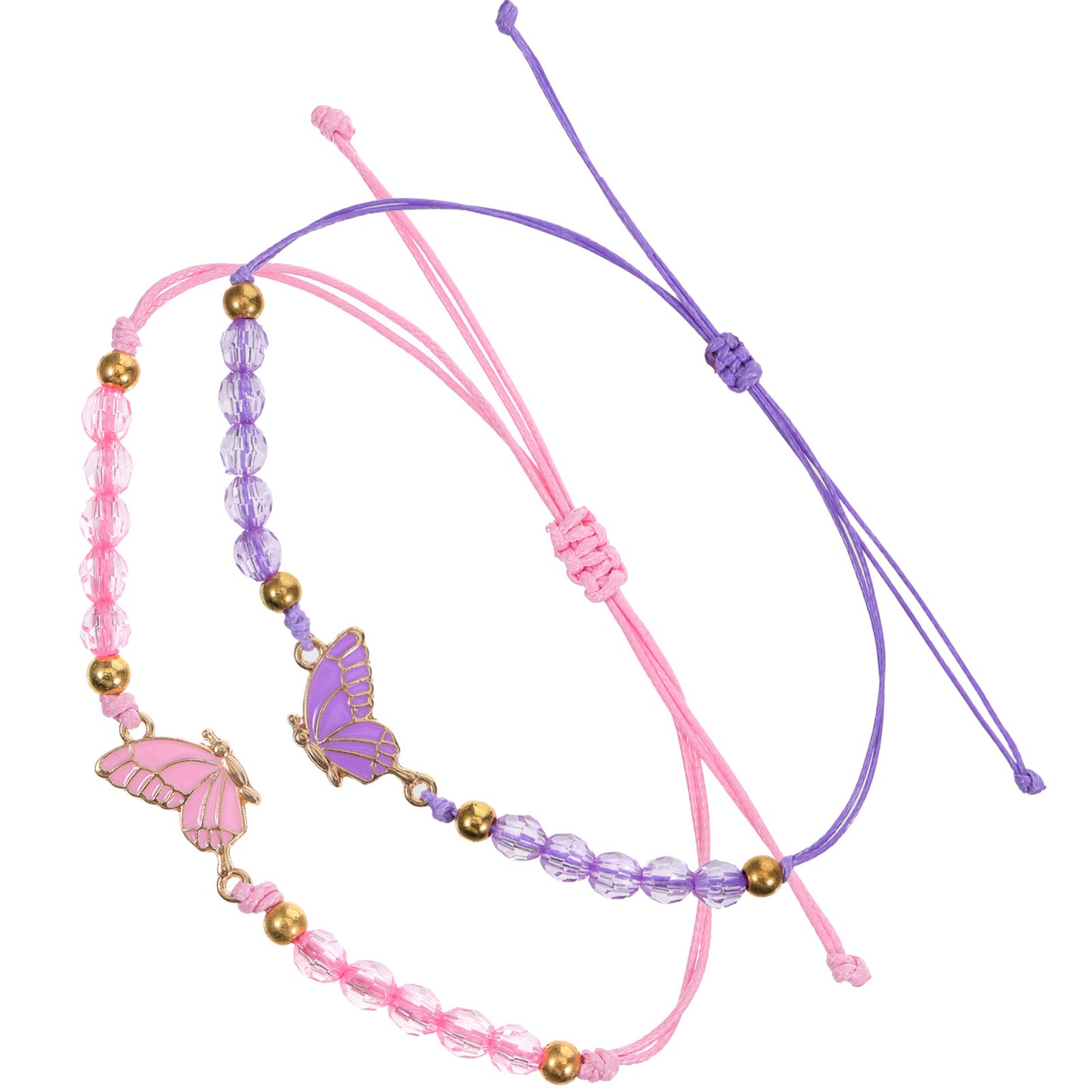 JIYIN 2PCS Butterfly Matching Bracelets, Adjustable Strand Best Friends Bracelet Braided Rope Butterfly Friendship Bracelet Handmade Charm Couples Jewelry Gifts for Women Couples