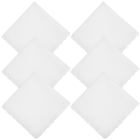 TIESOME 6Pcs Handkerchiefs Cotton Scalloped Hankies for Men &Women Pocket Square Towel Suit Handkerchief(White)