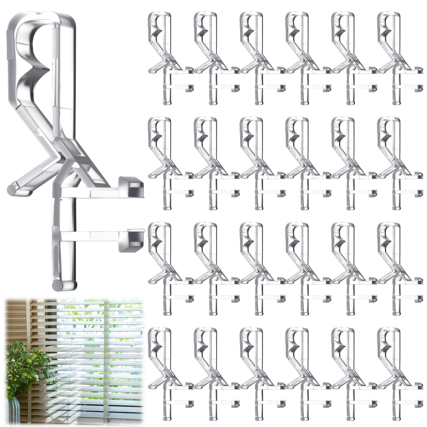 LXUEJIE 24 Pcs Valance Clips for Blinds, 1.83 Inches Plastic Valances Clips, Hidden Channel Valance Clip, Mini Blind Retainer Holder Replacement Clamp for Window Blinds Fits Wooden Valances