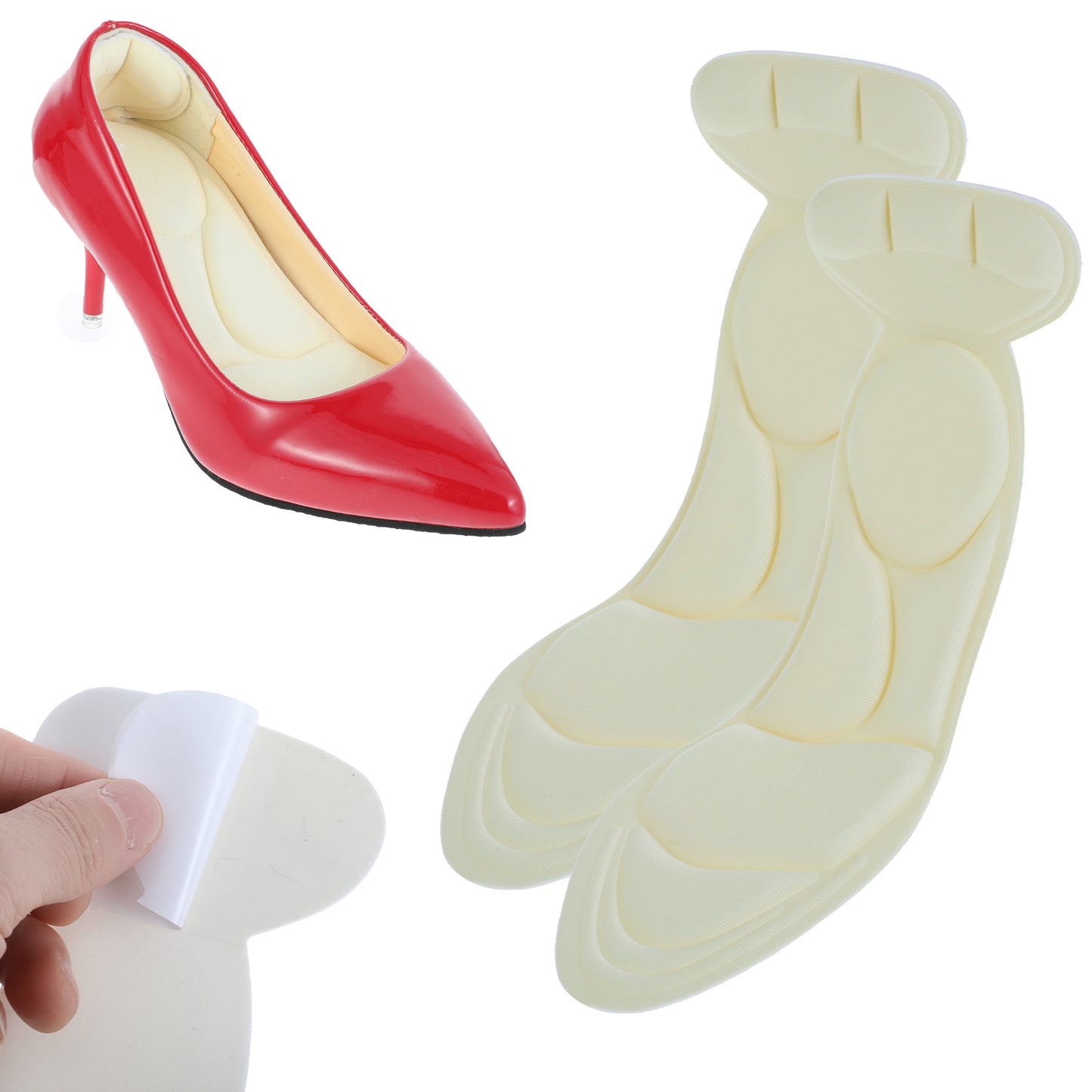 DOPENSPI 1 Pair High Heel Shoe Insoles for Women, Breathable Non-Slip High Heel Inserts Shearable Heels Cushions(White)