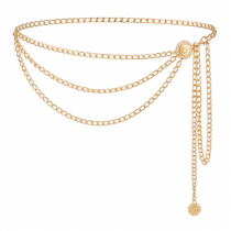 GEEHUA Multilayer Chain Belt, Waist Chain Belt Fashion Adjustable Metal WaistChain Belts Body Jewelry for Women(Gold,Gold)