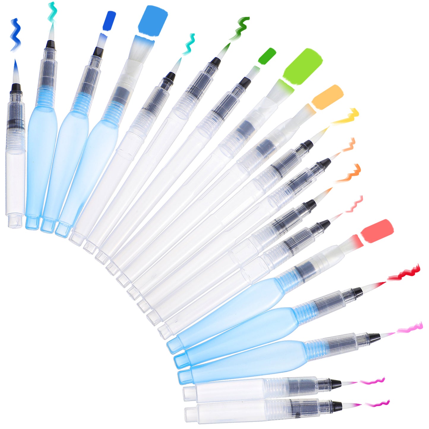 TIESOME 18 Pcs Water Brush Pen, Refillable Watercolour Brush Set with Fine, Medium & Large Tips, Water Paint Brushes for Watercolour Painting, Sketching, Travel 
