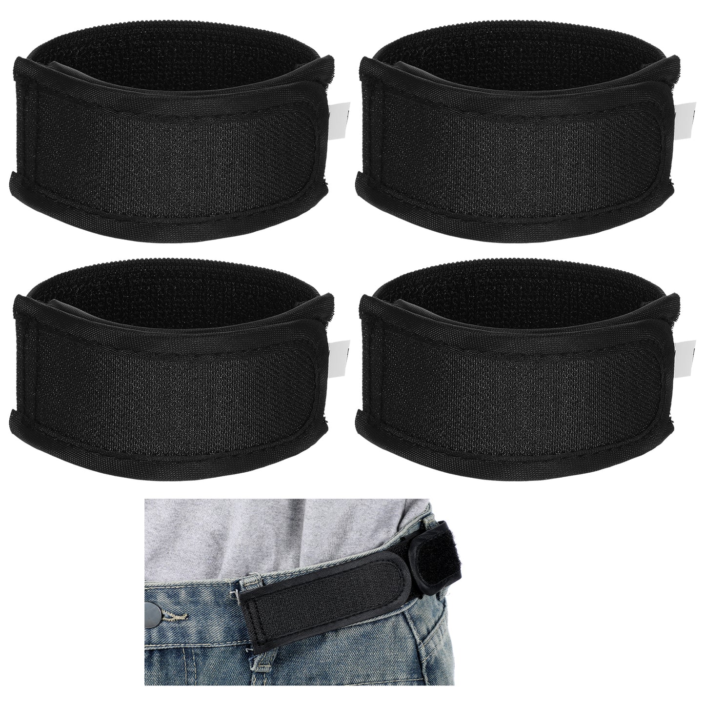 Molain 4 Pcs No Buckle Belts For Men, Elastic Buckleless Belts for Men Waist Tightener Invisible Side Belt for Jeans Pants