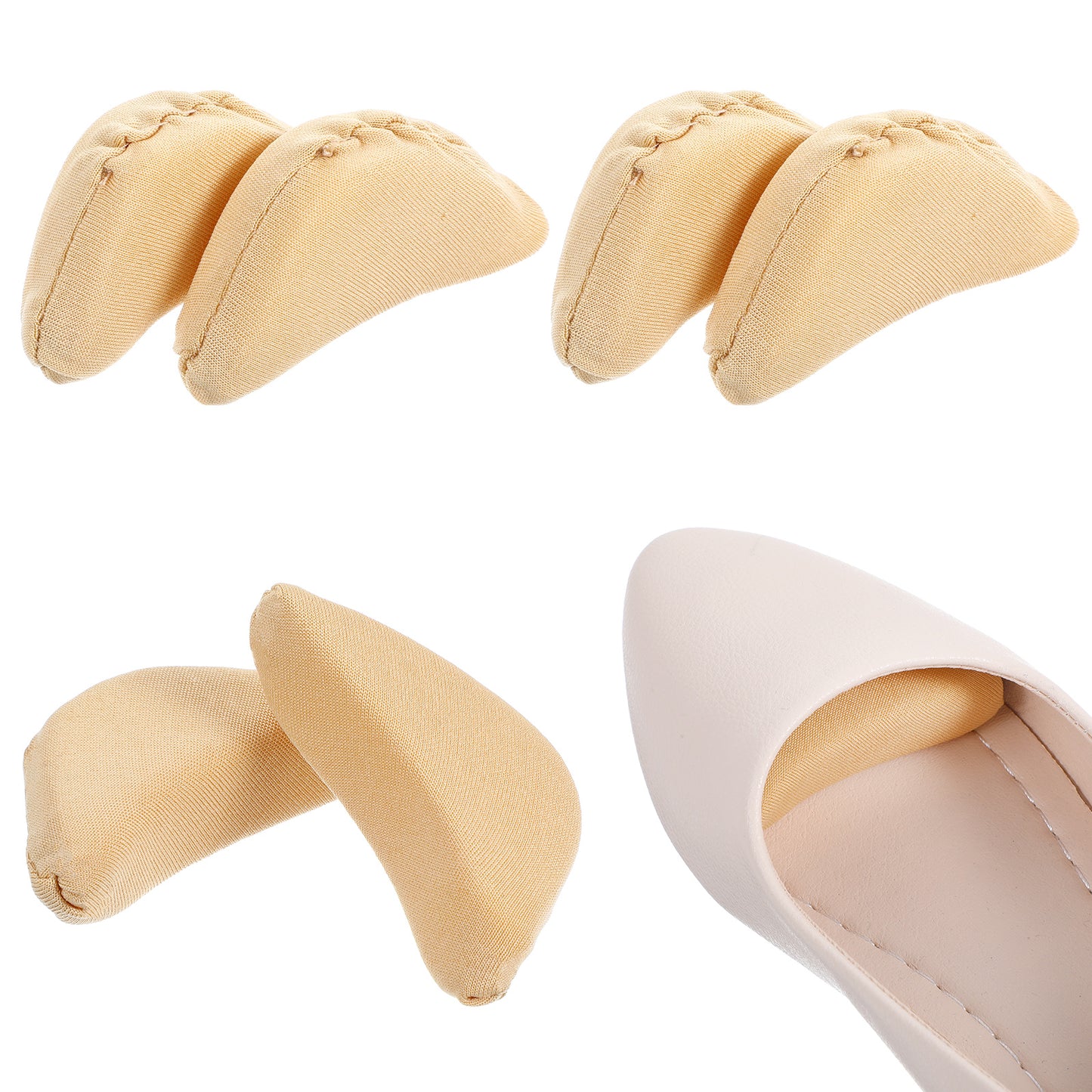 JIYIN 3 Pair Shoe Filler for Too Big Shoes Women, Soft Toe Filler Inserts Adjustable Shoe Filler Big Toe Plug Foot Brace Shoe Pads Toe Cushions for High Heels Pumps Flats Sneakers(Beige)