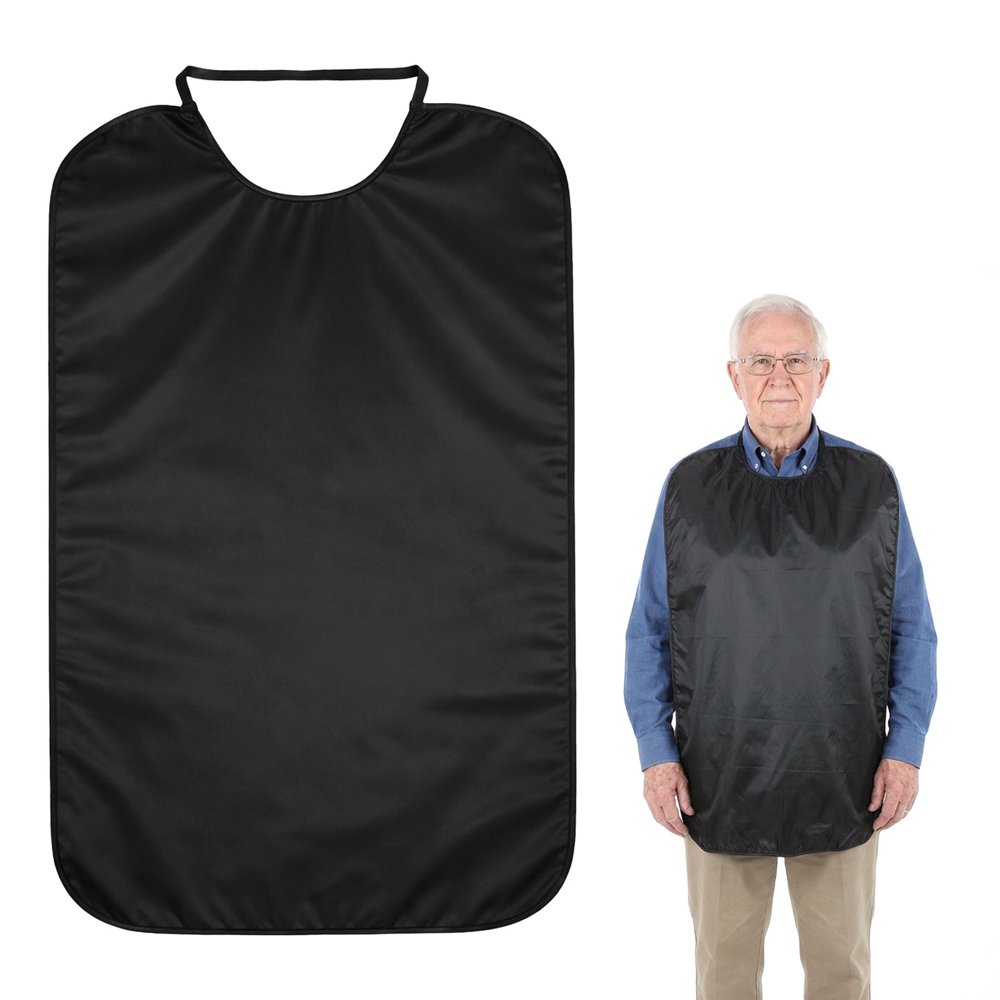 TIESOME 1 Pcs Bibs for Adults, Double Layer Stretchable Adult Bib 28×17 Inch, Reusable Waterproof Washable Clothing Protector, Feeding Bib for Men, Women, Elderly, Senior