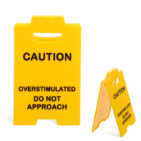 DOPENSPI Caution Overstimulated Desk Sign, Mini Caution Sign for Desk Cautions Overstimulated Do Not Approach Signs Funny Office Warning Signs Decor for Coworkers Teammates Employees Boss
