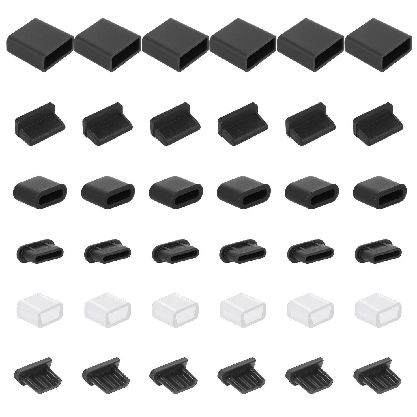 HJZHII 36pcs Anti Dust Cover Plugs, 6 Types USB Type C Cover Caps Silicone Dust Stopper Cap Port Protector Compatible with All Type-C Smartphones and Tablets