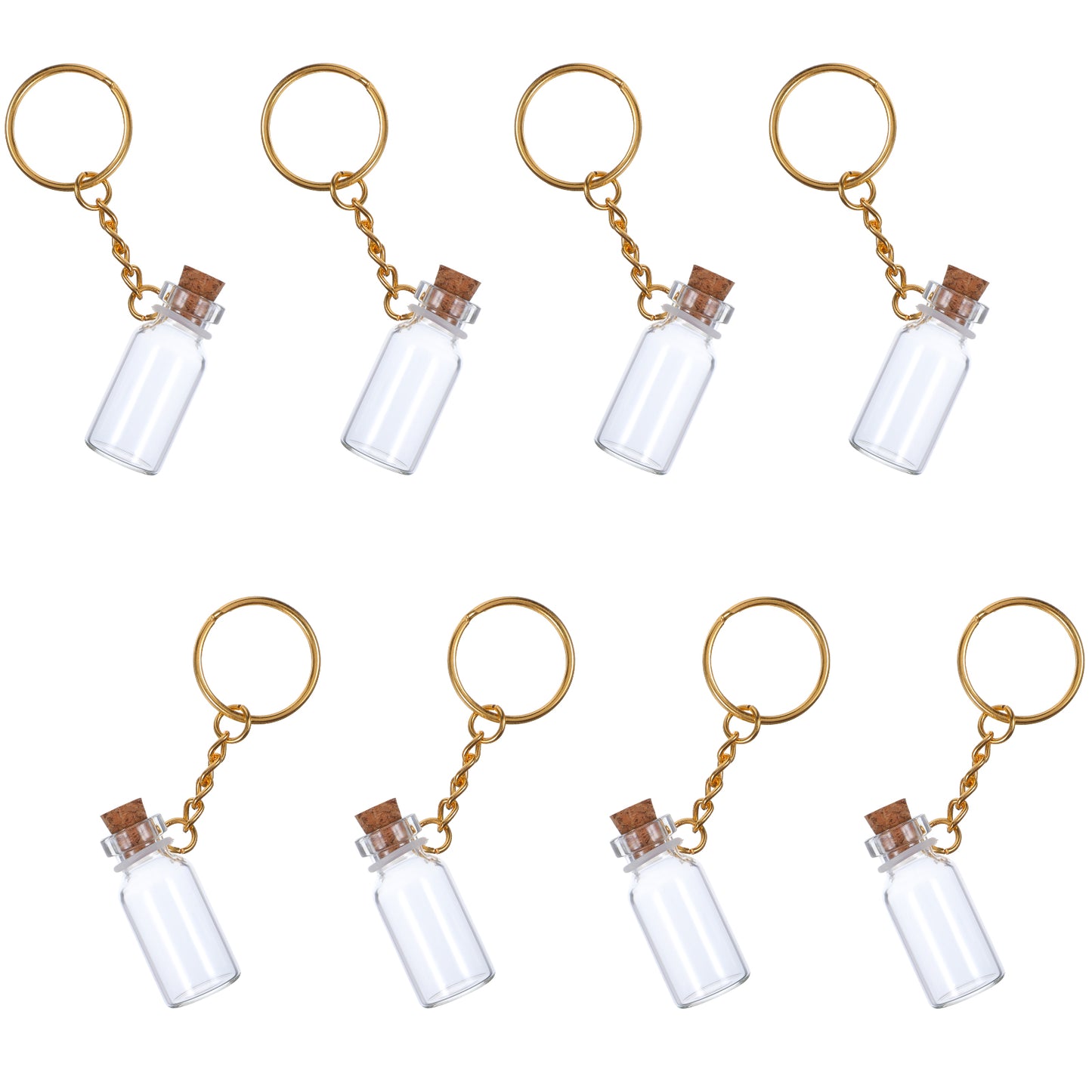 GEEHUA Mini Glass Bottles, 8 Pcs 3ml Small Glass Bottles With Cork and Keychain Clear Spell Jars Tiny Jars with Lids Message Glass Bottles Tiny Bottles for DIY Crafts Wedding Party Favors Home Decor
