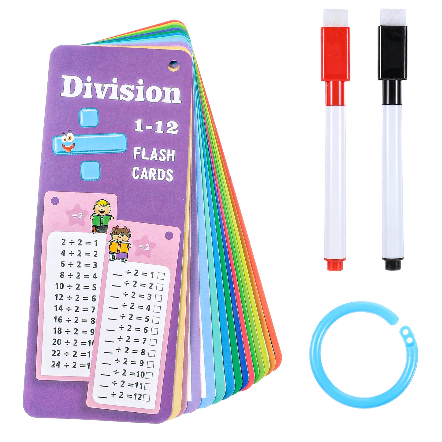 Yuanchu 1x1 Flashcard Set, One-Way Table with 14 x Exercise Sheets and 2-Erasable Pens 1x1 Learning Game Math Tutorial for Home and School (B)