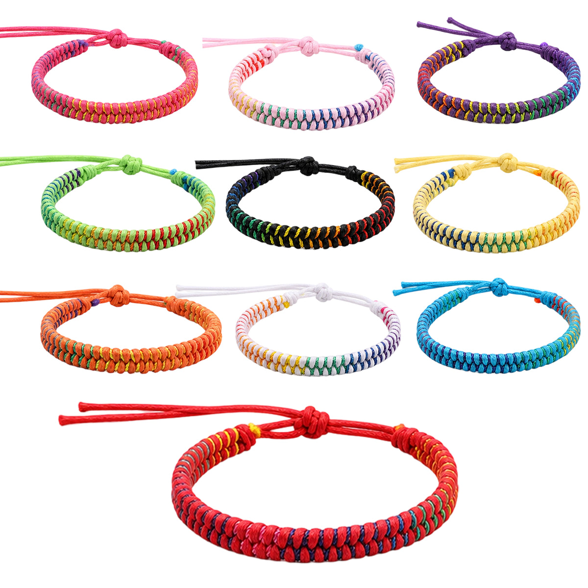 SHENLIU 10 Pcs Friendship Bracelets, Adjustable Handmade Woven Bracelet
