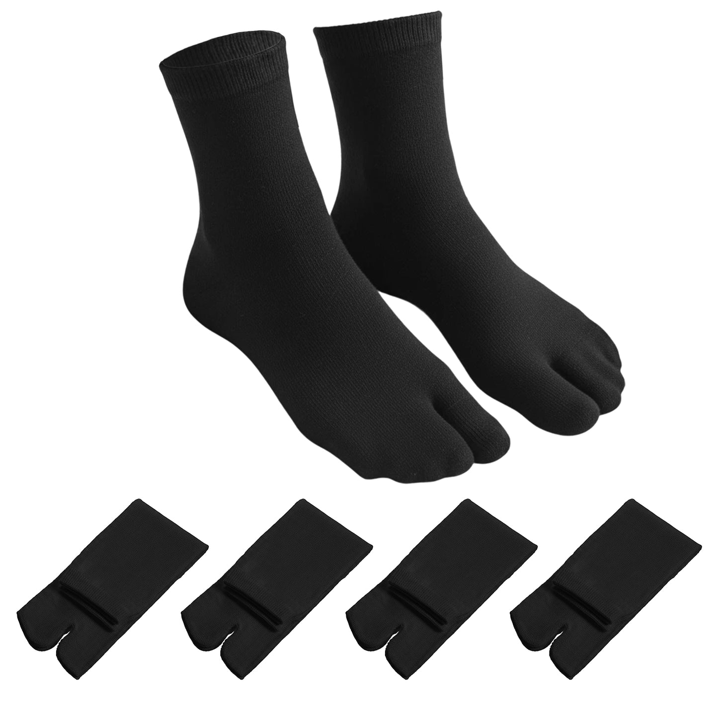 Molain 4Pairs Japan Tabi Socks for Flip Flop, Japanese Elastic Cotton Split Toe Socks Japan Toes Separated Sock for Men Women Geta Samurai
