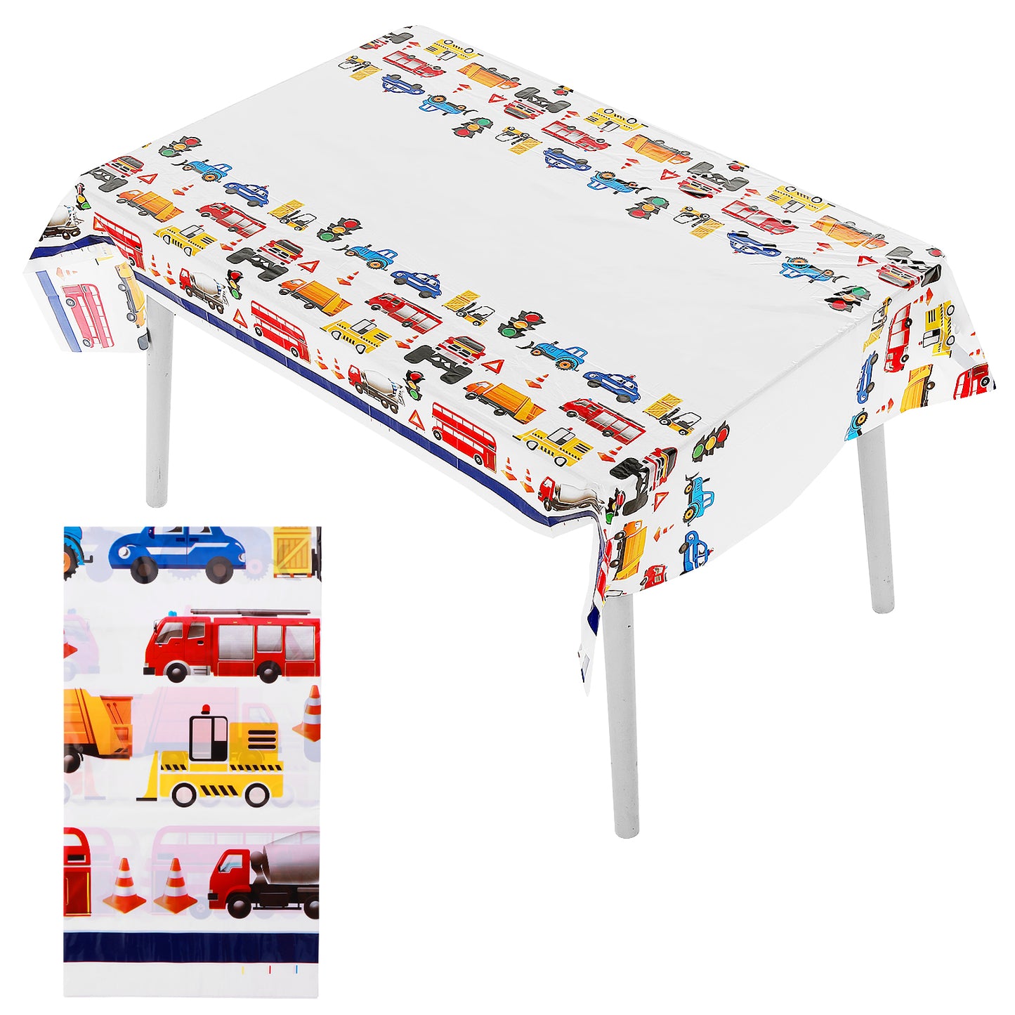 Molain Construction Plastic Table Cloths for Parties, Disposable Dump Truck Tablecloths Waterproof Dump Truck Birthday Table Covers Construction Themed Birthday Party Decoration Supplies(70 x 42 in)