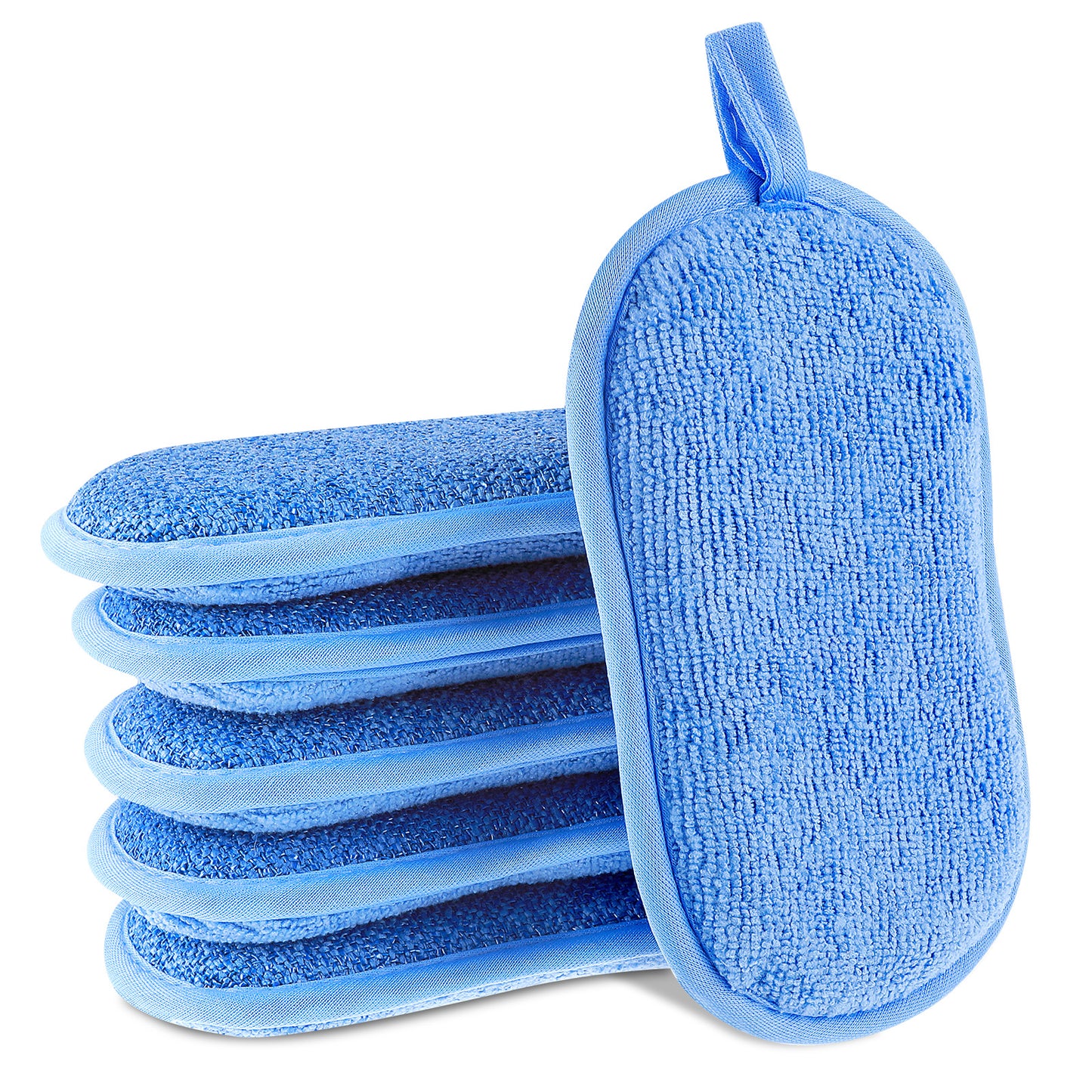 GEEHUA 6 Pack Dual-Sided Sponges Kitchen, Non Scratch Microfiber Dish Sponge All Purpose Dish Washing Scrubber for Cleaning Non-Stick Cookware Dishes Kitchen Pots Pans Sink Household(Blue)