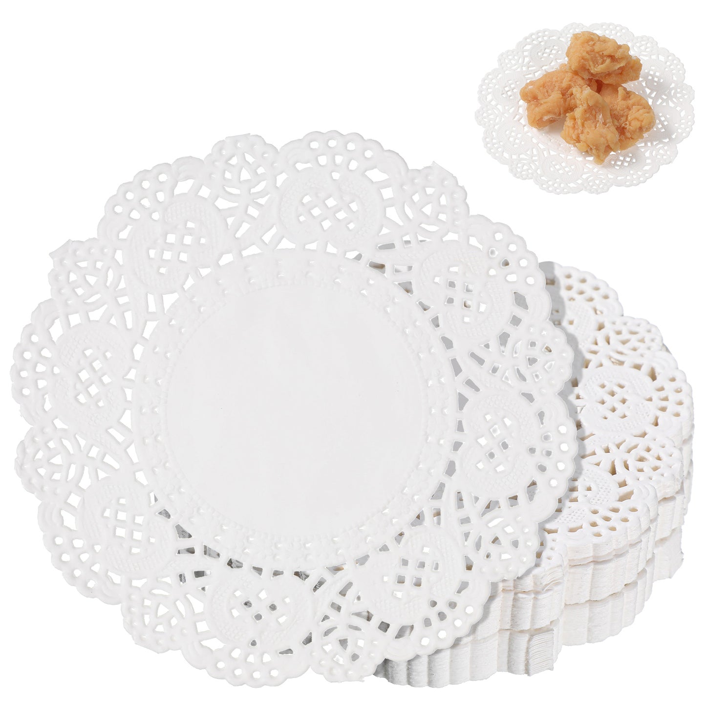 SULIKJHUI 300 Pcs Paper Doilies, 3.5 Inch Lace Round Disposable Placemats, White Doilies for Plates For Tables, Dessert Trays, Party Craft, Wedding & Birthday Cake Decorations