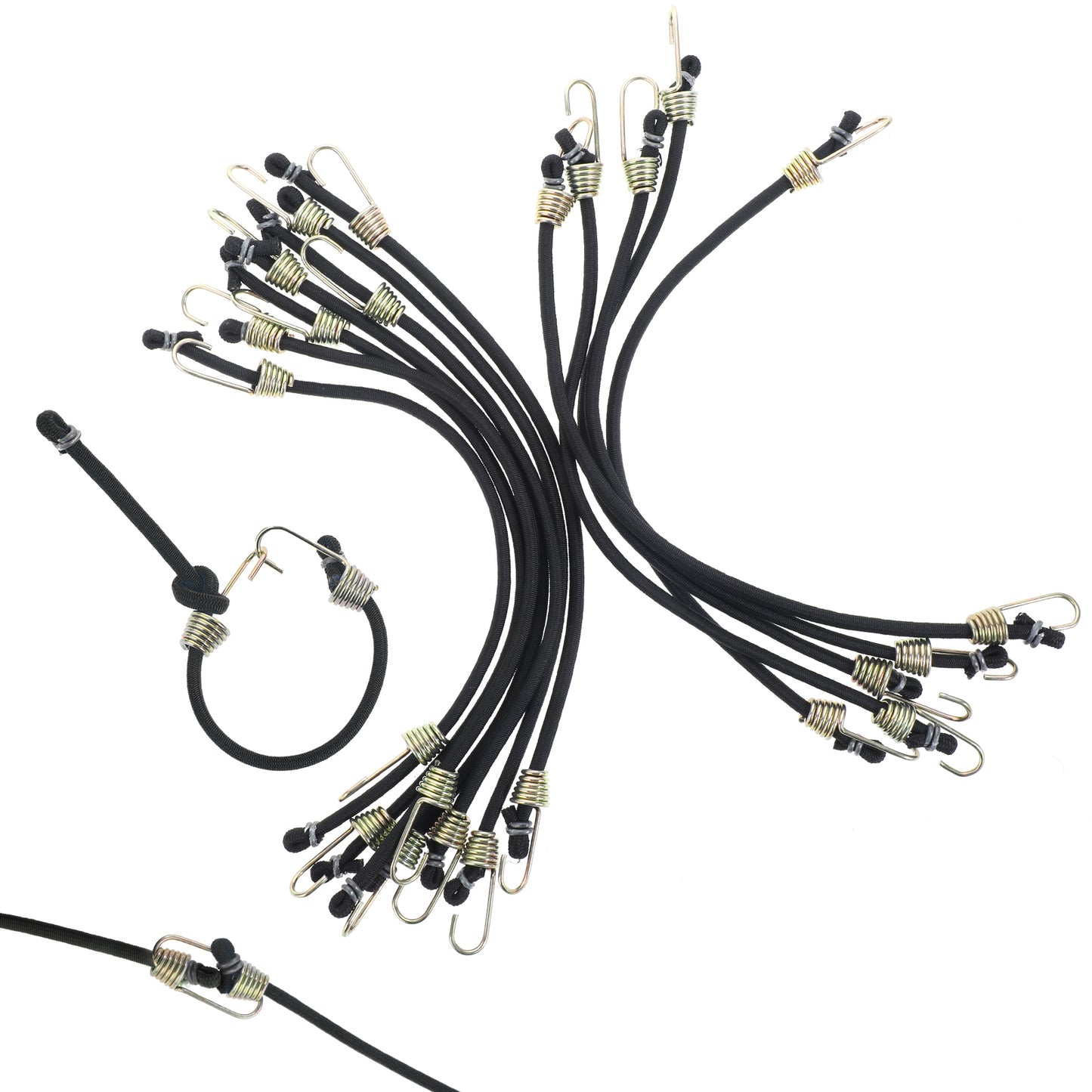 12 Pcs Adjustable Bungee Cords with Hooks, 10 Inch Mini Bungee Cords with Carabiner, Heavy Duty Outdoor Rubber Bungee Cords for Luggage Tie Down Ropes, Outdoor Tent, RV Camping Tools (Black)