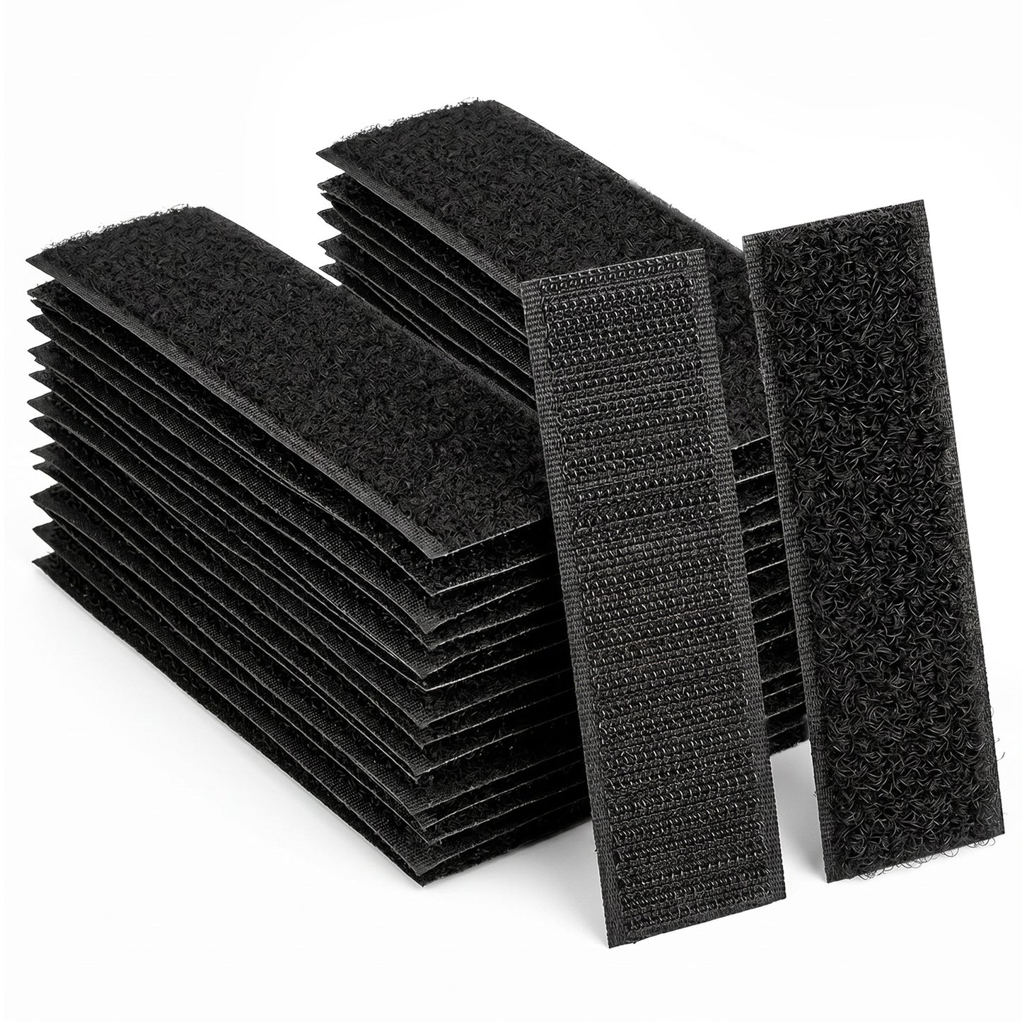 Amabro 15 Pairs Heavy Duty Hook and Loop Tape Self Adhesive, Strong Double Sided Sticky Black Strips Mounting for Home Office Car Indoor Outdoor (3.94×1.18 inch)