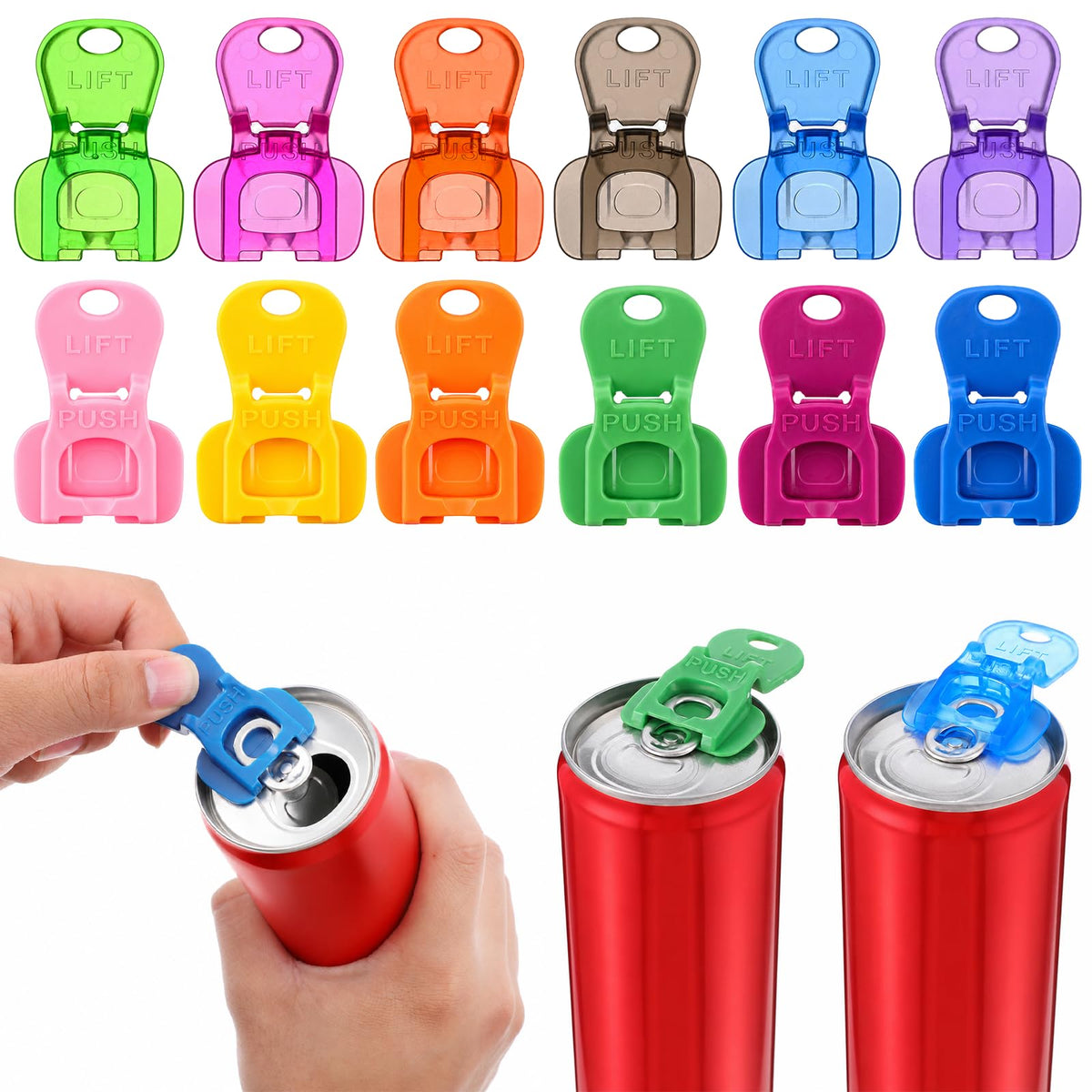 HJZHII 12 Pcs Soda Can Opener, Easy Can Tab Opener One Hand CanTab Lifter