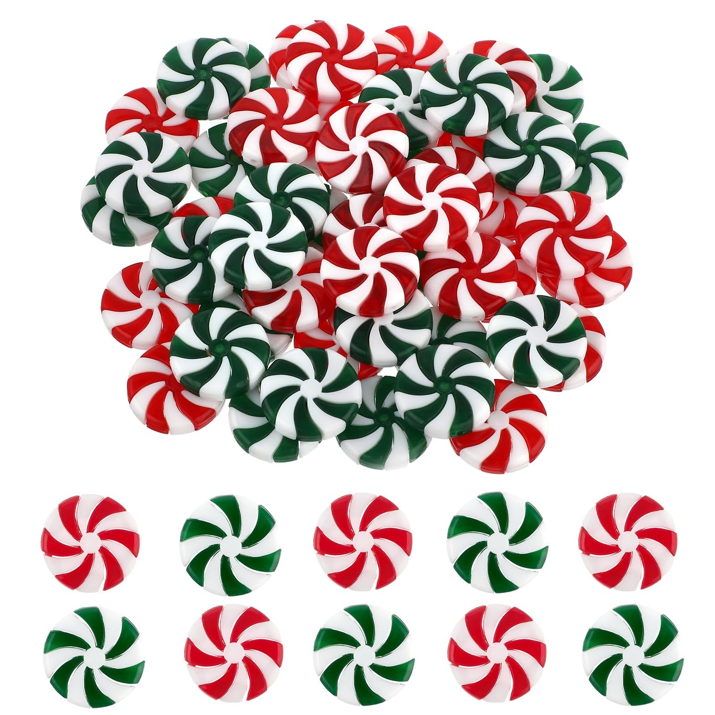 Molain 50pcs Christmas Tree Candy Ornaments, Fake Candy Christmas Tree Ornaments Mint Candy Christmas Ornaments Christmas Home Party Decorations