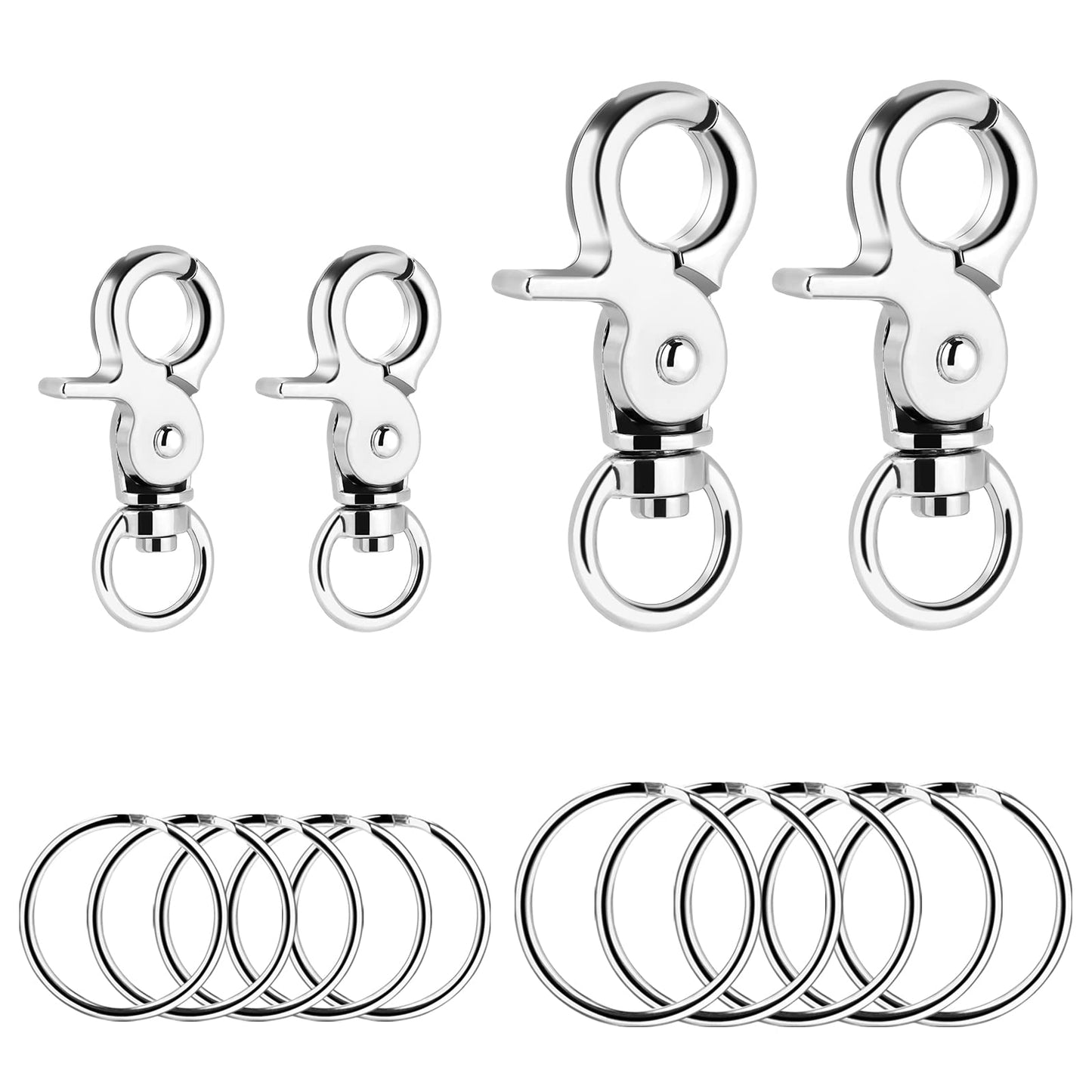 Cobee Dog Tag Clips with Rings,4 Pieces Dog ID Tag Clips with 10 Pieces Dog Tag Rings ID Tag Clip for Dog Cat Collar Harness