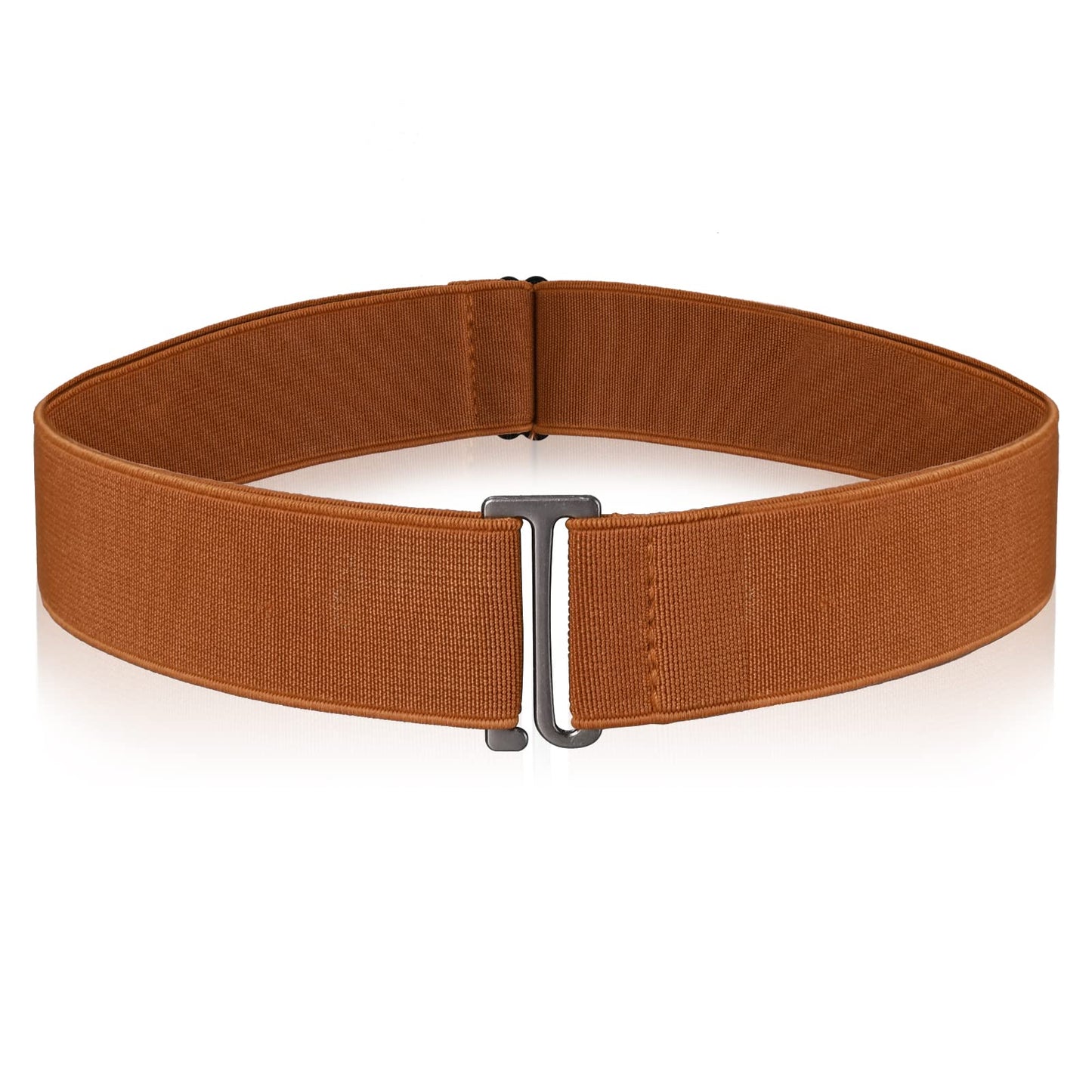 cobee Women Invisible Belts, Women Stretch Belt Adjustable Elastic Belt with Flat Buckle No Show Waist Belts for Jeans Pants Dresses (Brown)