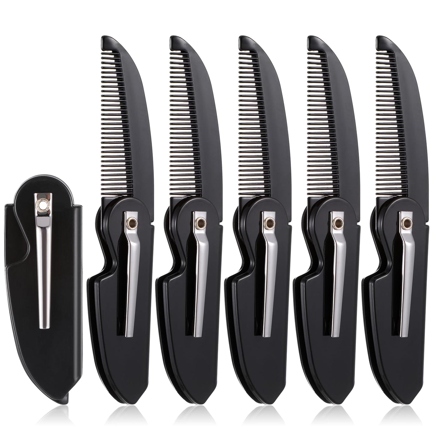 Yuanchu Folding Mustache Comb, Portable Beard Comb for Men Fine Teeth Plastic Pocket Comb Handmade Saw-cut for Everyday Grooming Styling Hair Beard or Mustache