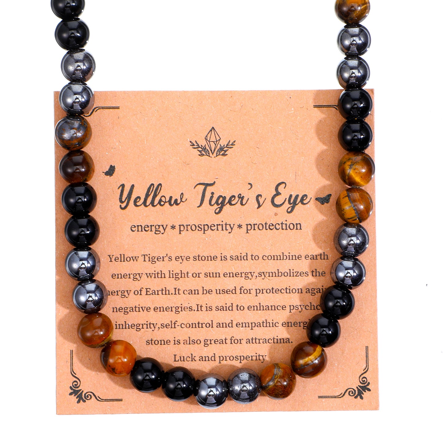 YUXMU 8mm Mens Beaded Necklace, Men's Tiger Eye Stone Bead Necklace Beaded Charm Choker Neck Chain Mens Jewellery Relief Gifts(20.8 Inch)