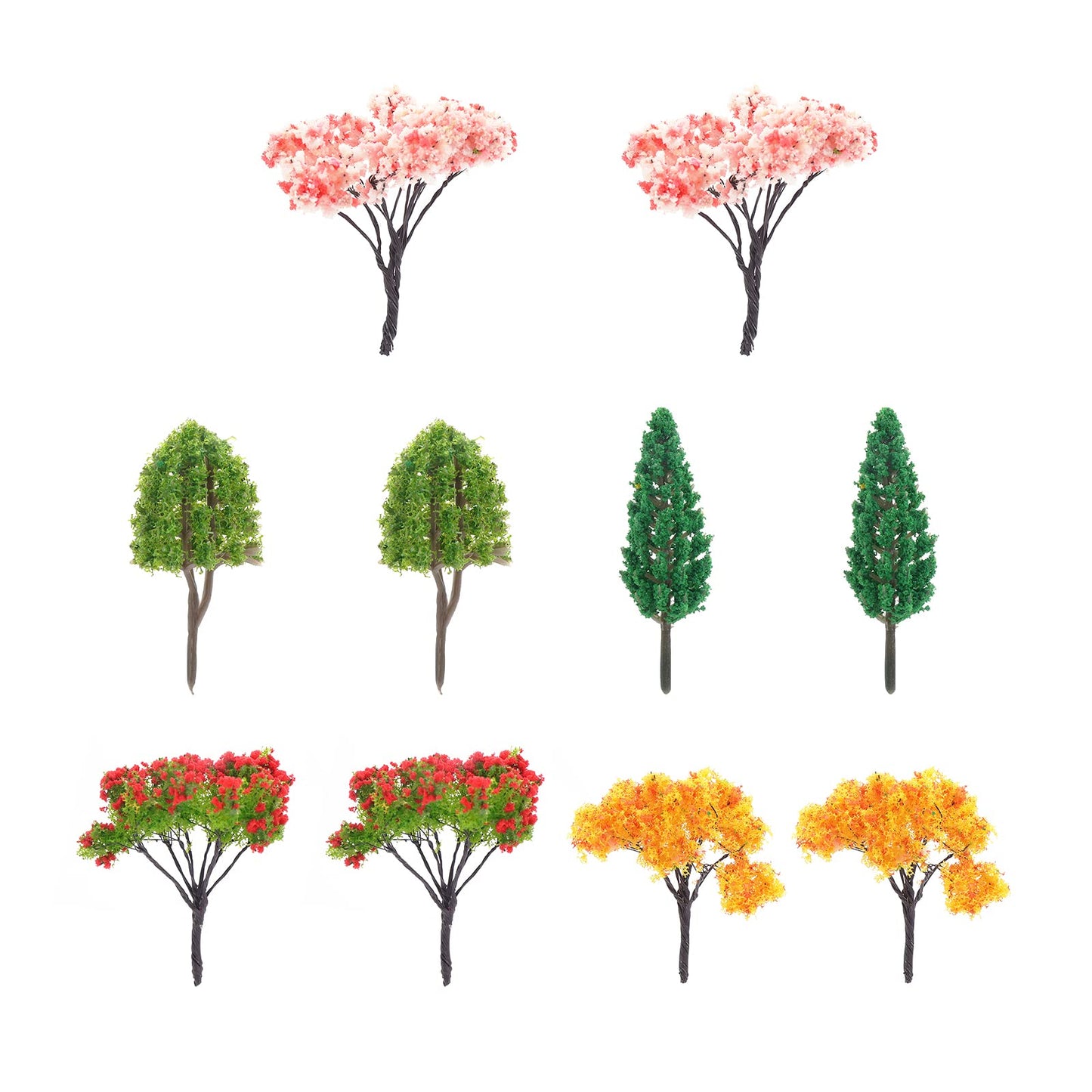 cobee Miniature Model Trees, 10 Pieces Mini Fairy Garden Tree Ornament Miniature Dollhouse Pots Decor Train Scenery Architecture Trees Model for Moss Micro Landscape DIY Craft