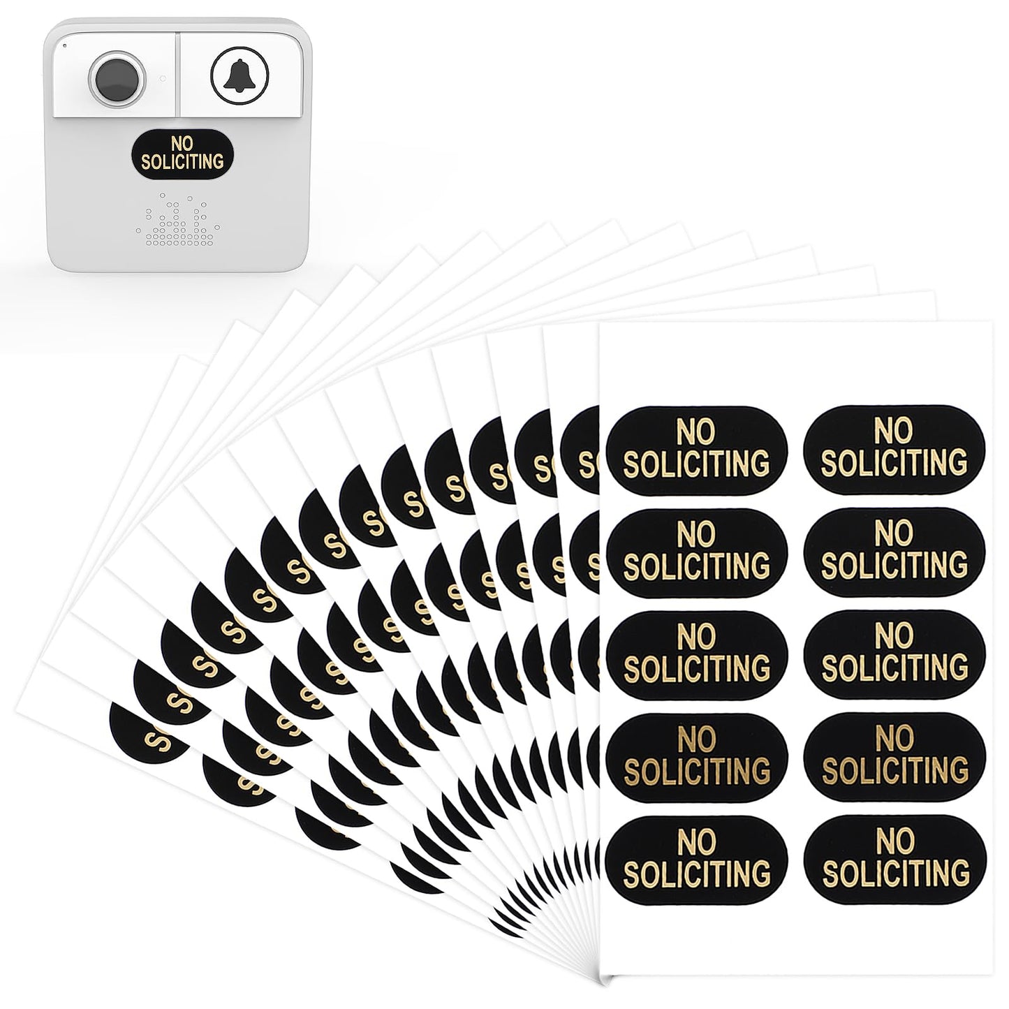 cobee 20Pcs Small No Soliciting Stickers, No Soliciting Signs for House Self-Adhesive Waterproof No-Soliciting Signs for Ring Doorbell Wall Window Video Office Sun Protection Cold Heat Resistant