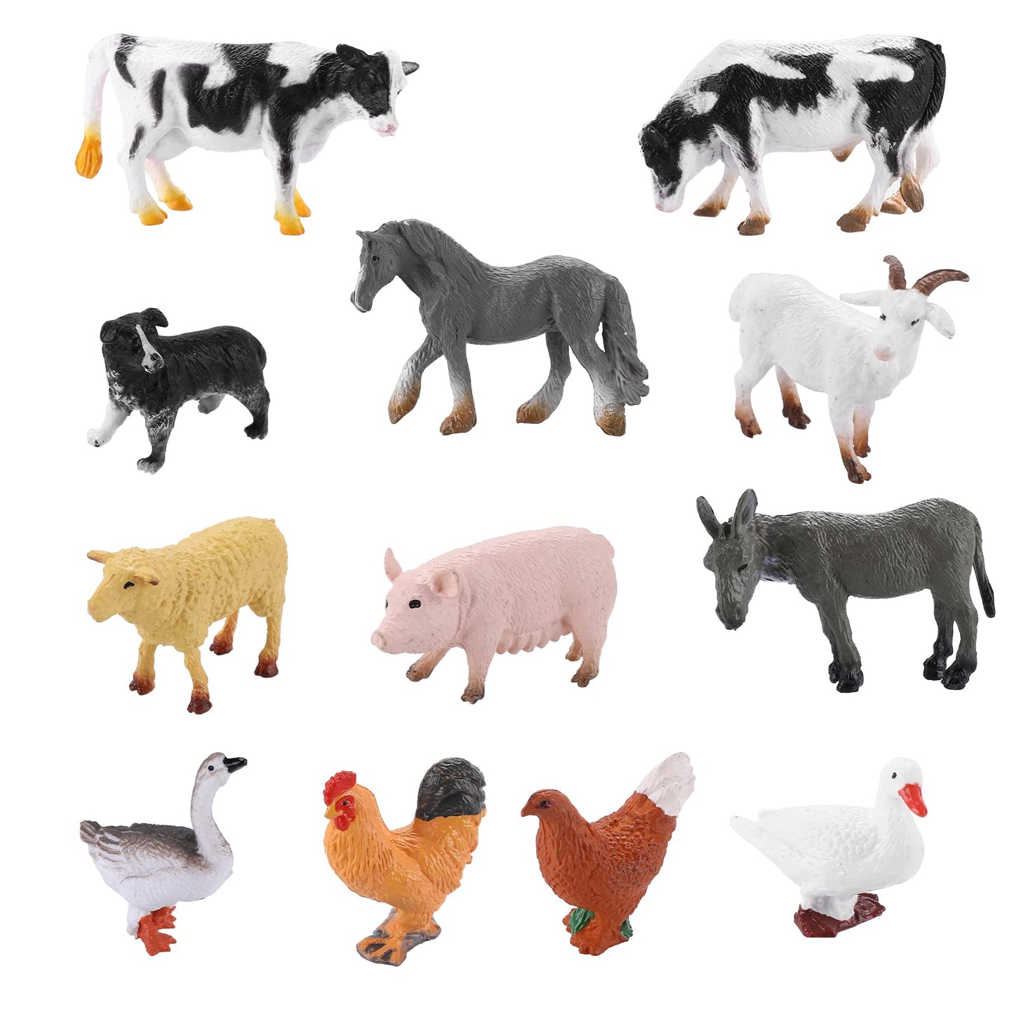 cobee Farm Animal Figurines, 12 Pieces Realistic Farm Animal Figures Toys Simulation Farm Animals Playset Miniature Party Favors Bath Toys