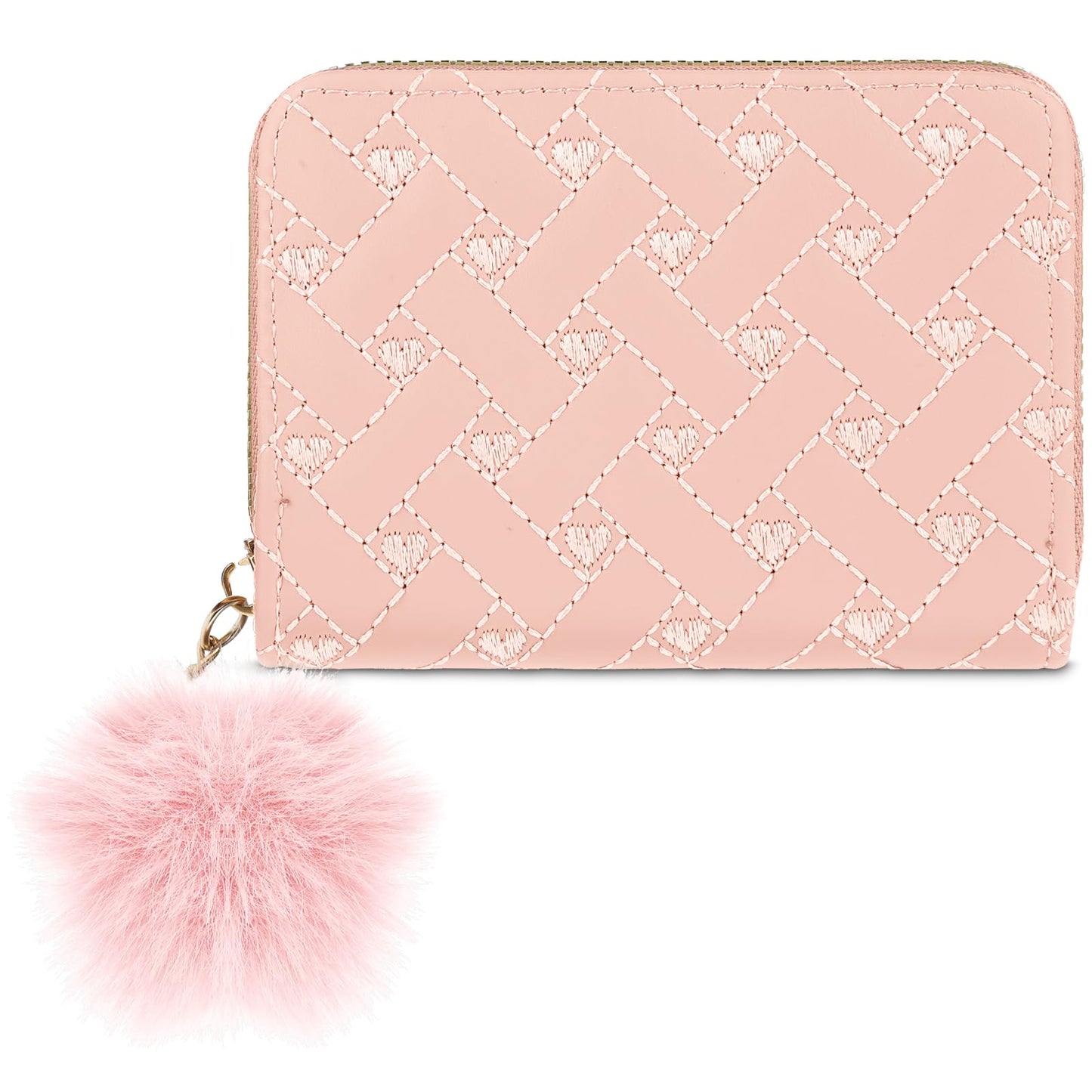 TIESOME Women's Small Wallet, Leather Zipper Ladies Slim Wallet Women's Small Wallet RFID Blocking Small Ladies Wallet Cute Ladies Wallet Mini Wallet(Light Pink)
