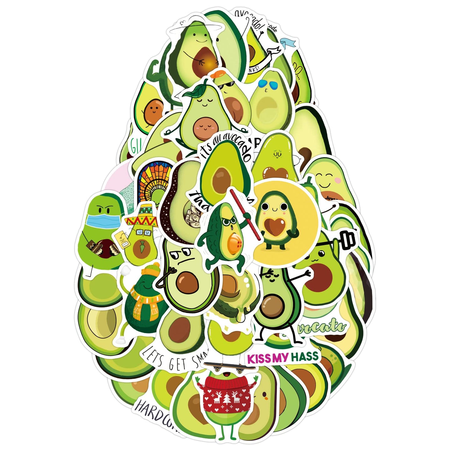 TIESOME Avocado Stickers, 100 Pcs Cute Stickers Avocado Waterproof Vinyl Decals for Water Bottles Laptop Refrigerator Luggage Computer Mobile Phone Skateboard Decor Stickers Gift for Kids
