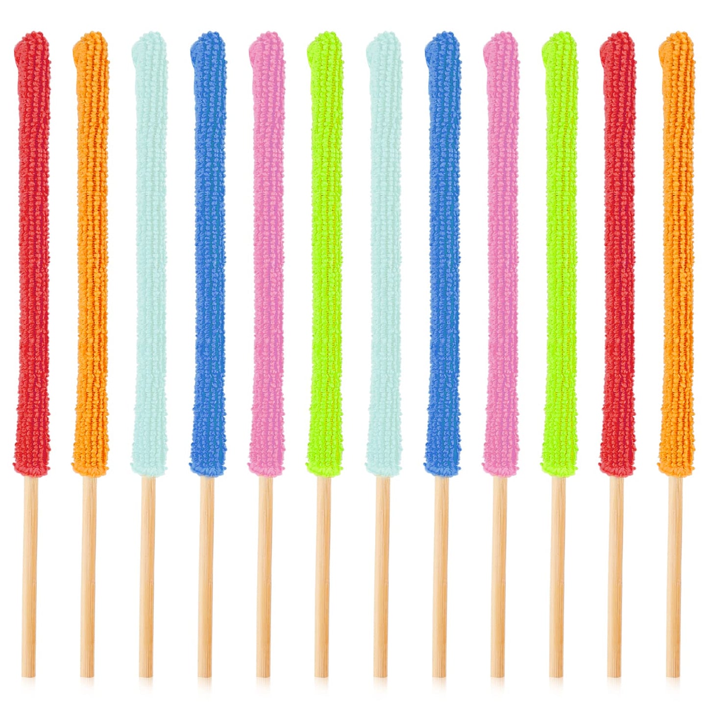 cobee Microfiber Detail Duster Sticks, 12 Pcs Mini Car Interior/Exterior Brush Cleaning Tool, Creative Cleaning Dust Removal Brush, Deep Cleaning Duster Stick for Car Vent/Blind/Fan(Random Color)