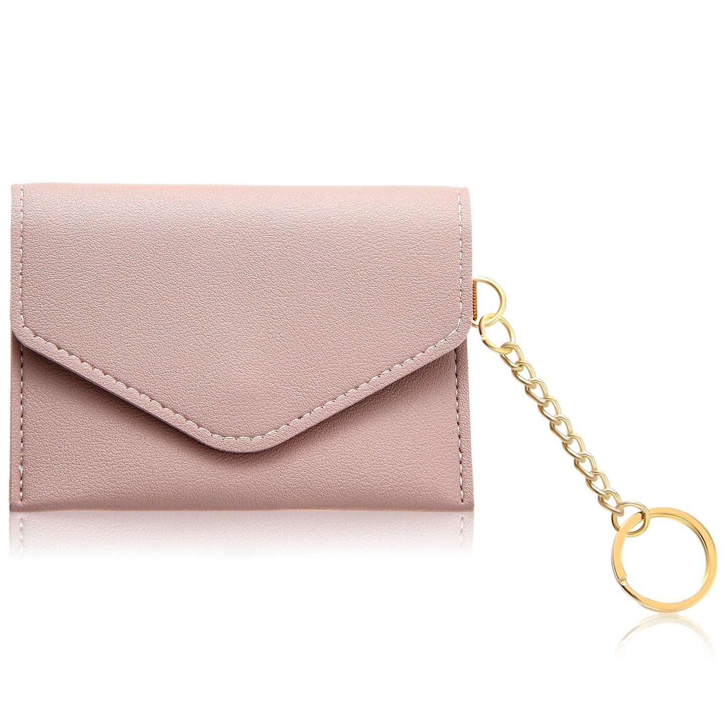 Amabro Small Coin Purse, Leather Change Purse Portable Zipper Keychain Wallet Mini Coin Purse Organizer Pouch Card Case for Women Credit Card ID Key(Purple)