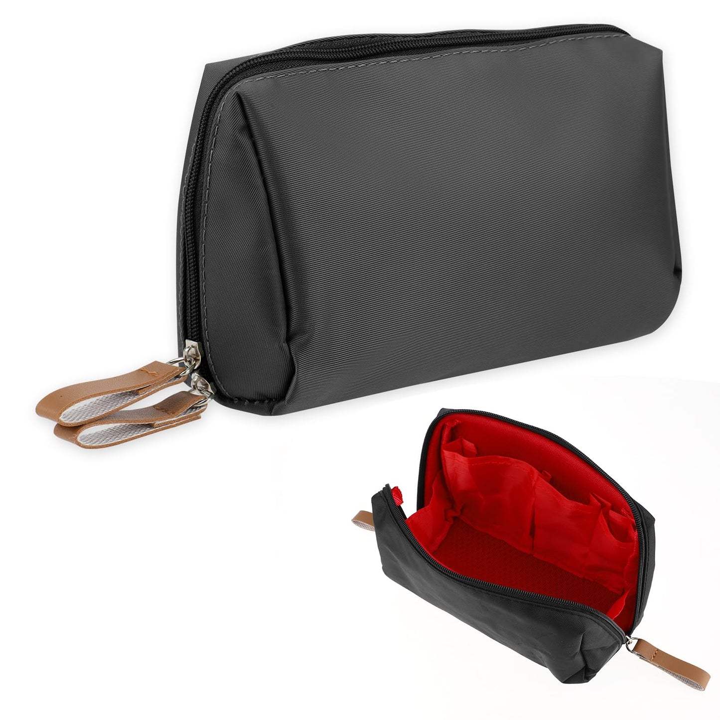 TIESOME Small Makeup Bag, Multiple Pockets Cosmetic Bag Double Head Zipper Makeup Pouch Portable Waterproof Makeup Bag Simple Travel Toiletry Bag Makeup Brushes Lipstick Storage Bag for Women Girls