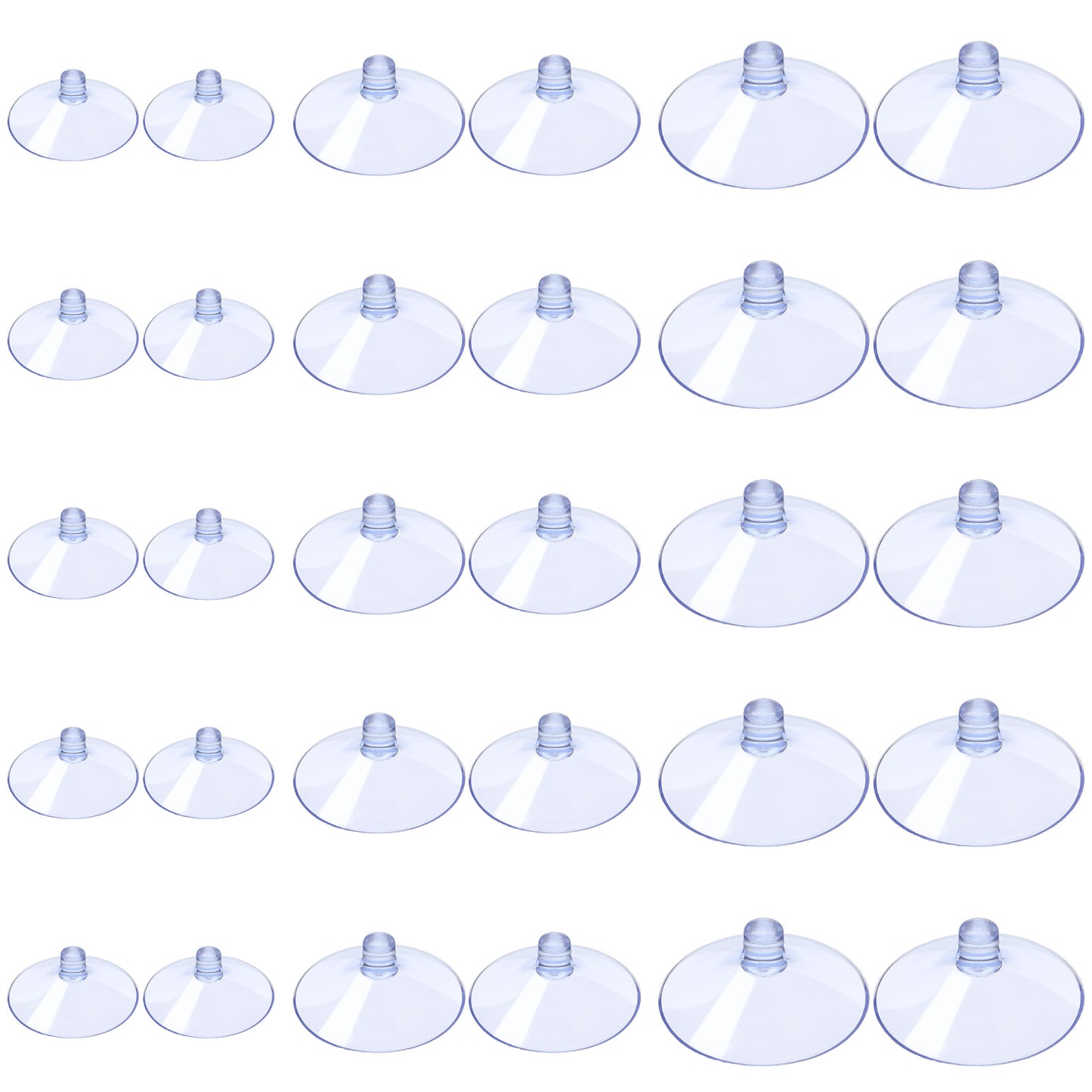 TIESOME 50Pcs Clear Suction Cups For Glass, 3 Sizes 40/30/20 mm Sucker Pads Anti-Collision Suction Holder Without Hooks for Glass Table Tops Home Organization Window