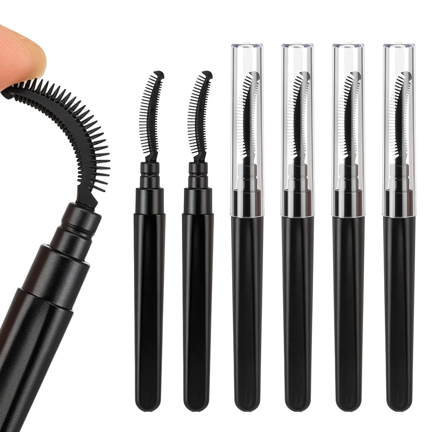 Yuanchu 6 Pcs Black Eyelash Comb Set Soft Eyelash Brush for Shaping, Separating and Fixing Lashes Portable Care for Makeup on the Go